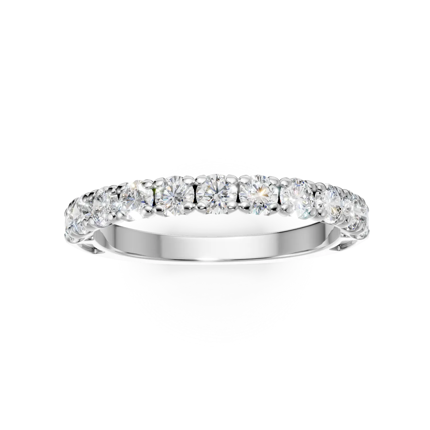 Inel semi eternity din aur alb cu diamante de 0.7ct create in laborator
