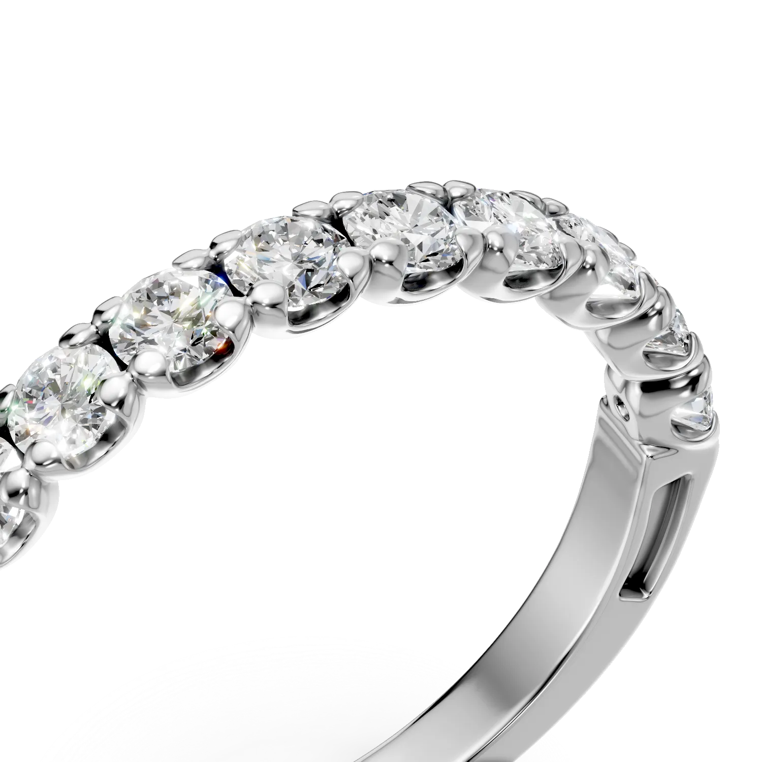 Inel semi eternity din aur alb cu diamante de 0.7ct create in laborator