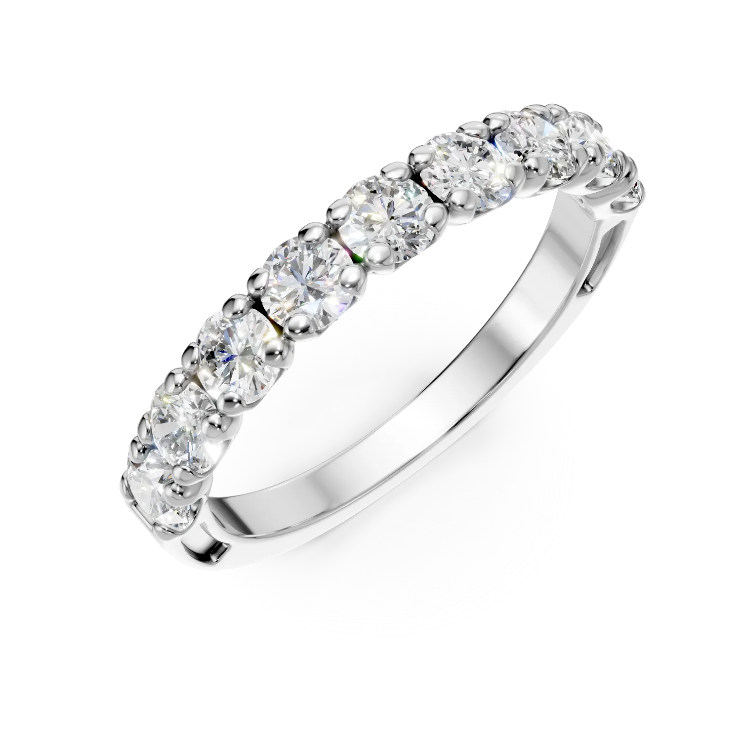 Inel semi eternity din aur alb cu diamante de 1ct create in laborator