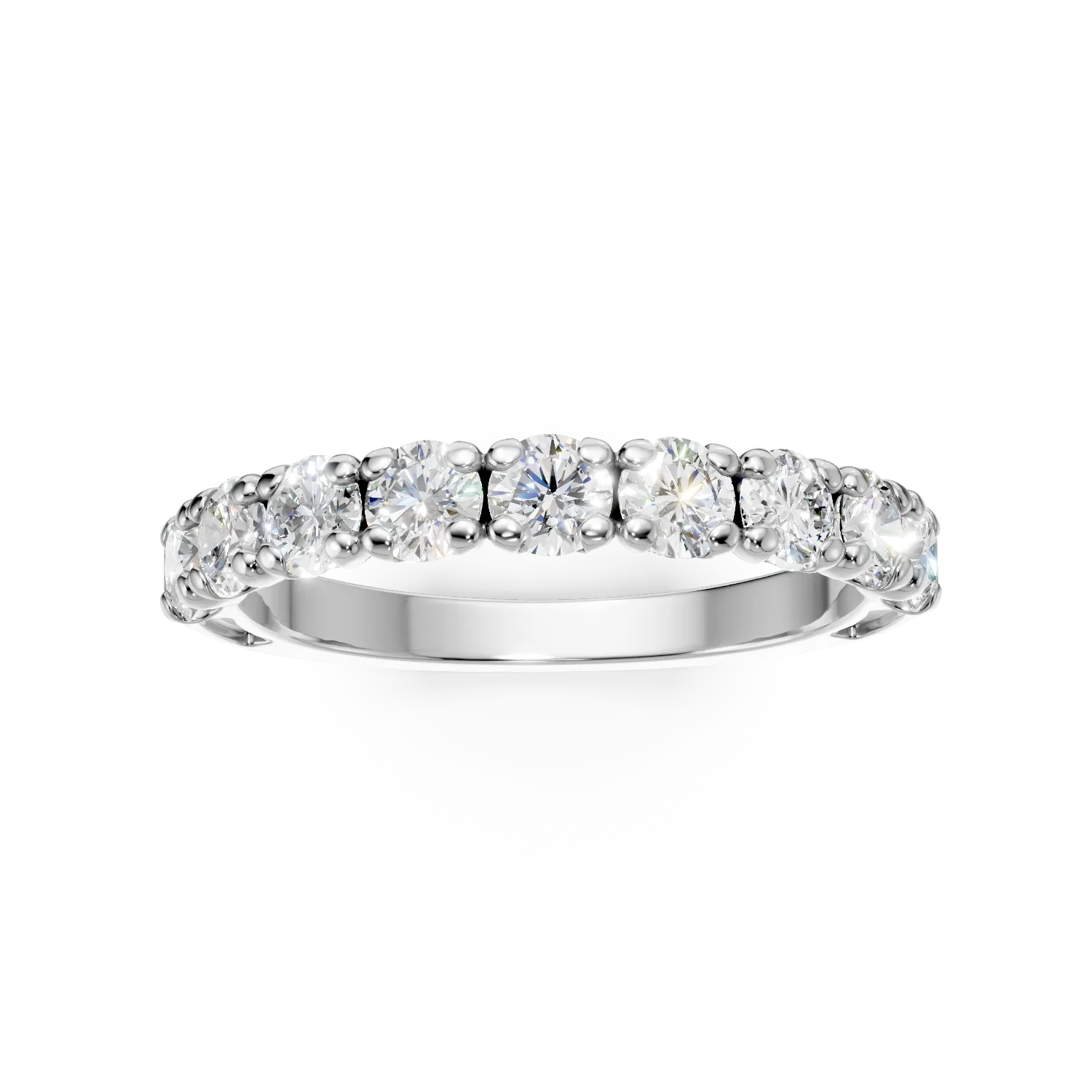 Inel semi eternity din aur alb cu diamante de 1ct create in laborator