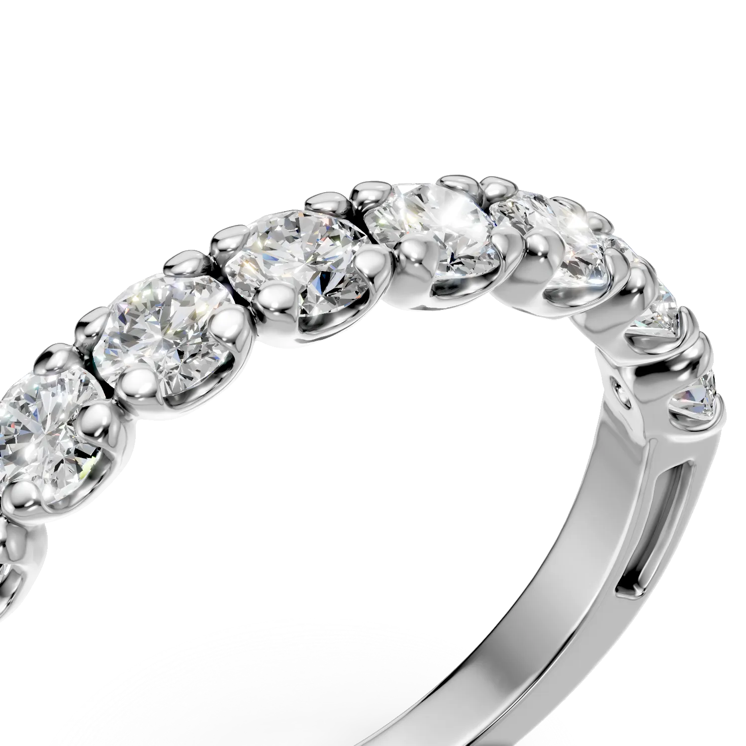 Inel semi eternity din aur alb cu diamante de 1ct create in laborator