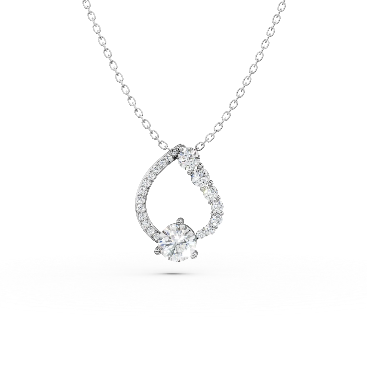 Lant cu pandantiv lacrima din argint cu zirconii