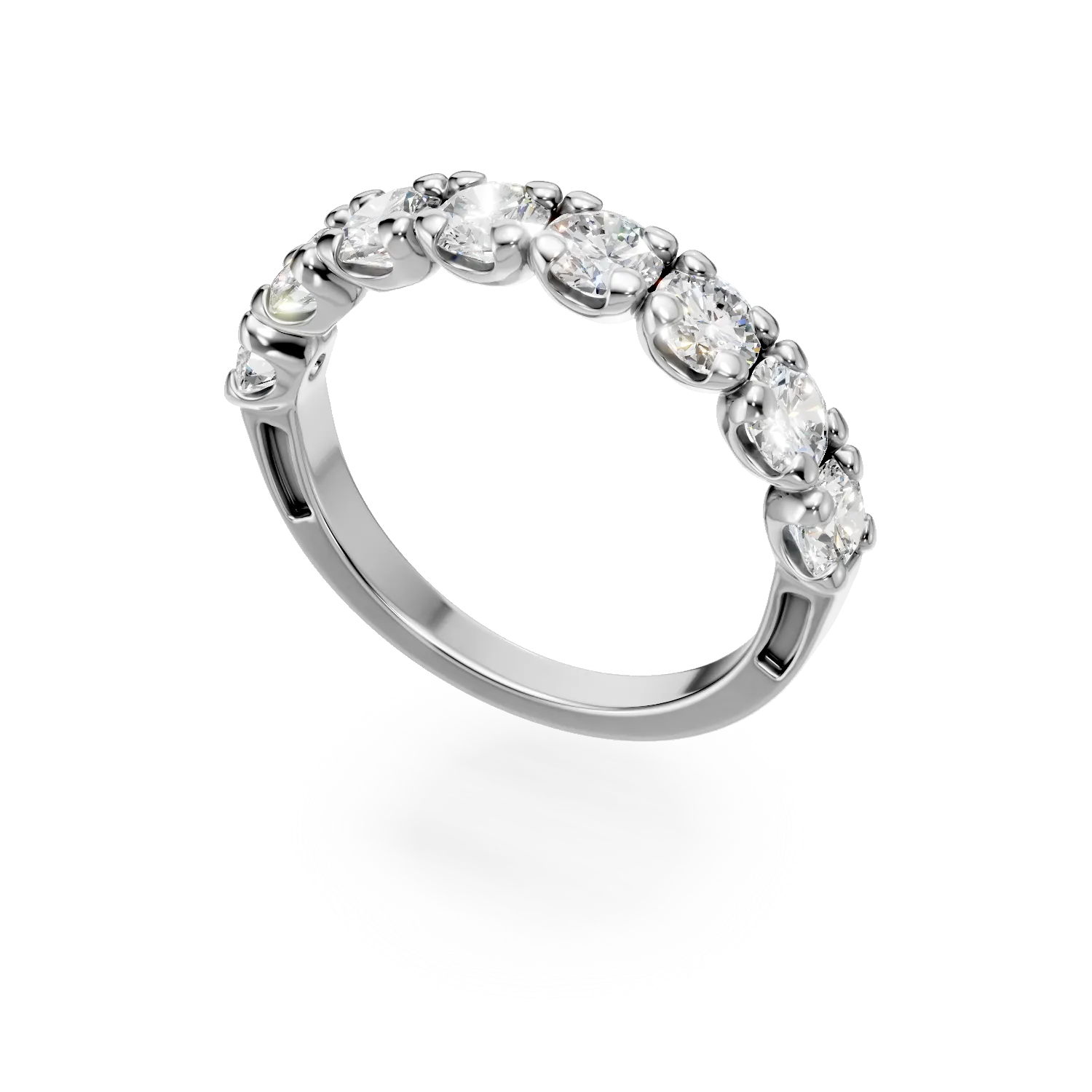 Inel semi eternity din aur alb cu diamante de 1.3ct create in laborator