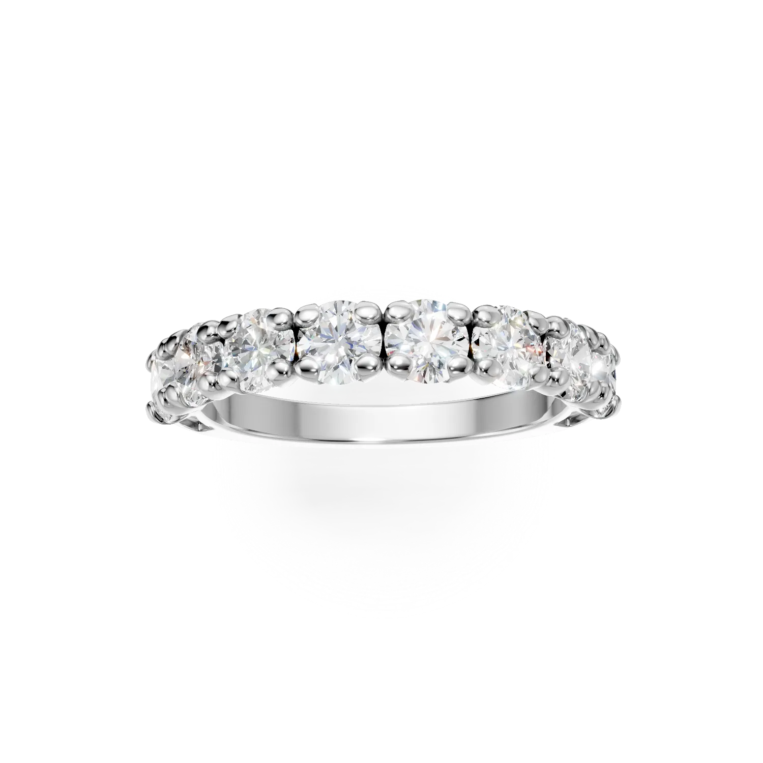 Inel semi eternity din aur alb cu diamante de 1.3ct create in laborator