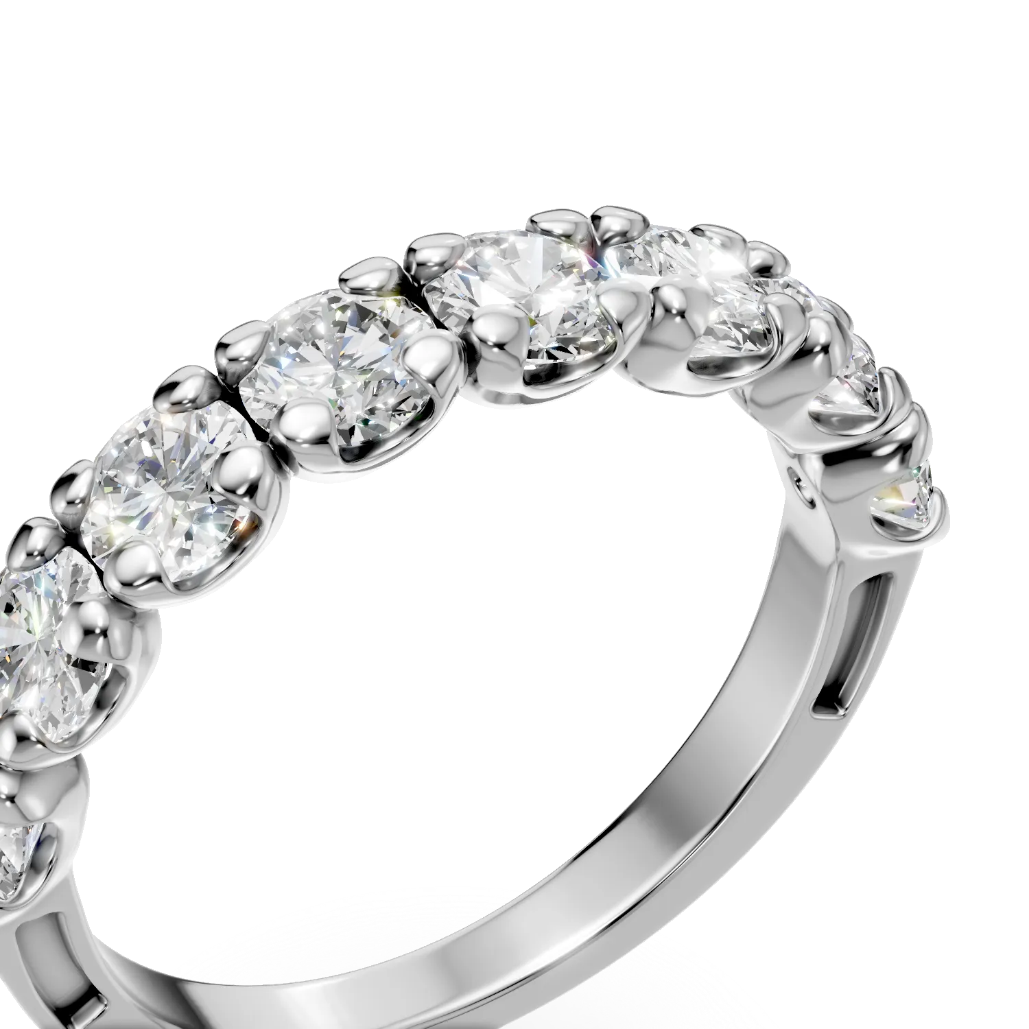 Inel semi eternity din aur alb cu diamante de 1.3ct create in laborator