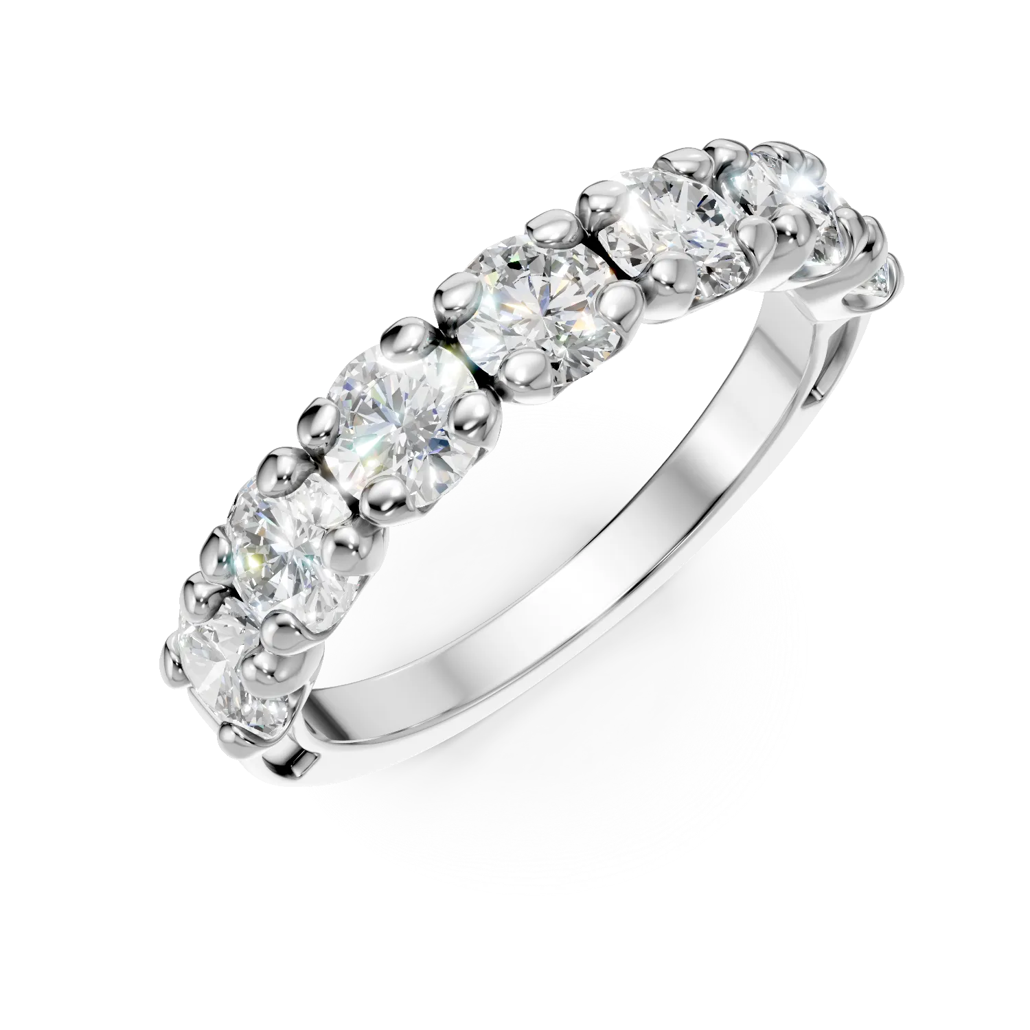Inel semi eternity din aur alb cu diamante de 1.8ct create in laborator