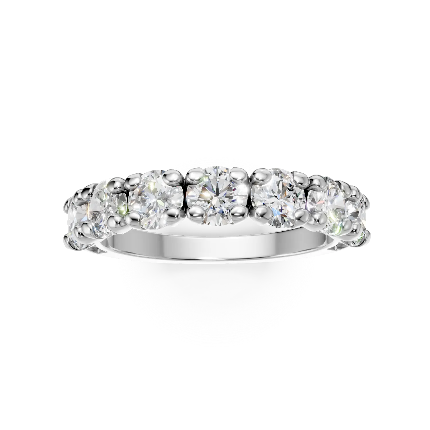 Inel semi eternity din aur alb cu diamante de 1.8ct create in laborator