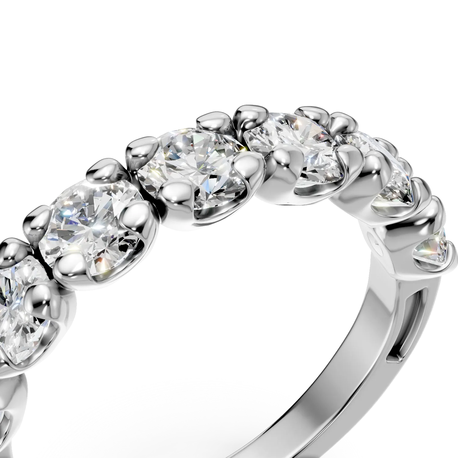 Inel semi eternity din aur alb cu diamante de 1.8ct create in laborator