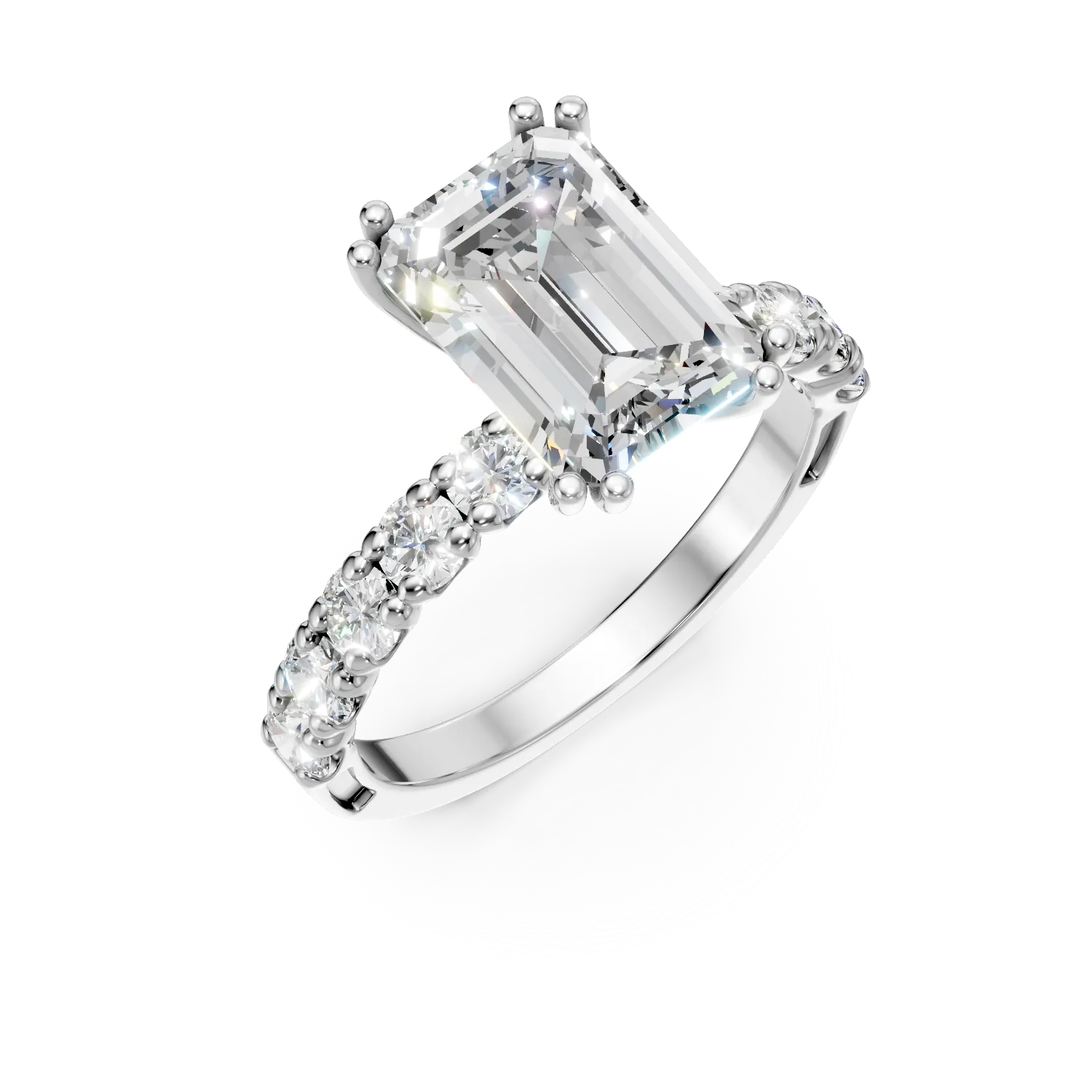 Inel din aur alb cu diamante de 3.7ct create in laborator