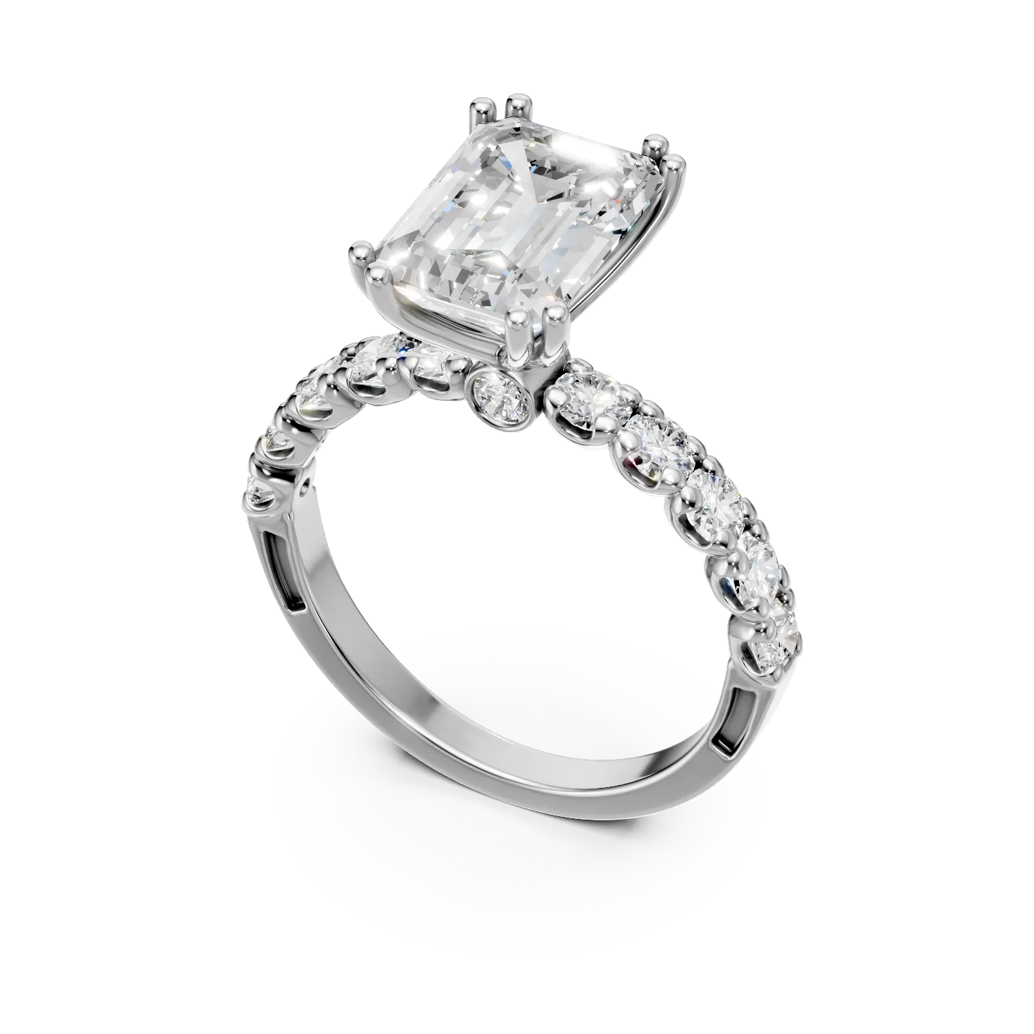 Inel din aur alb cu diamante de 3.7ct create in laborator