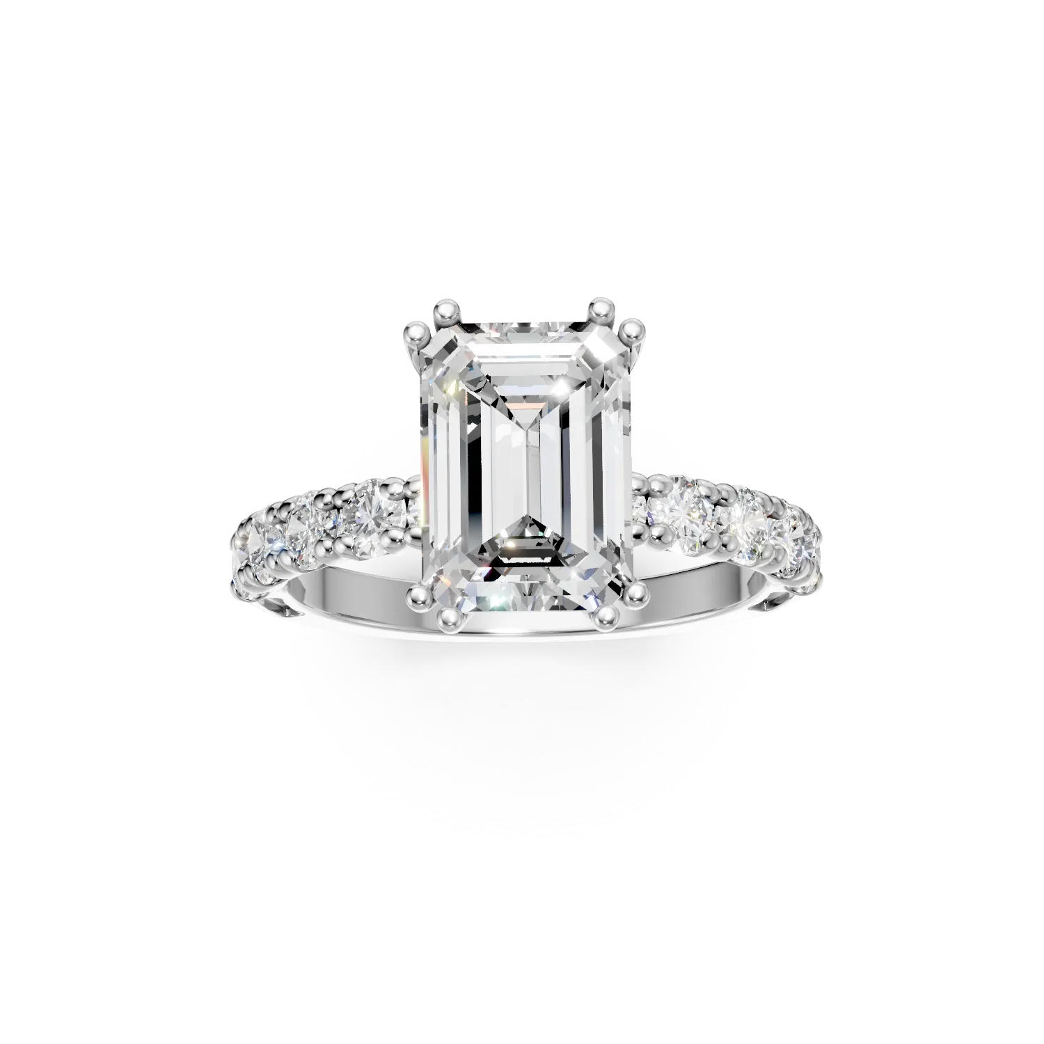 Inel din aur alb cu diamante de 3.7ct create in laborator