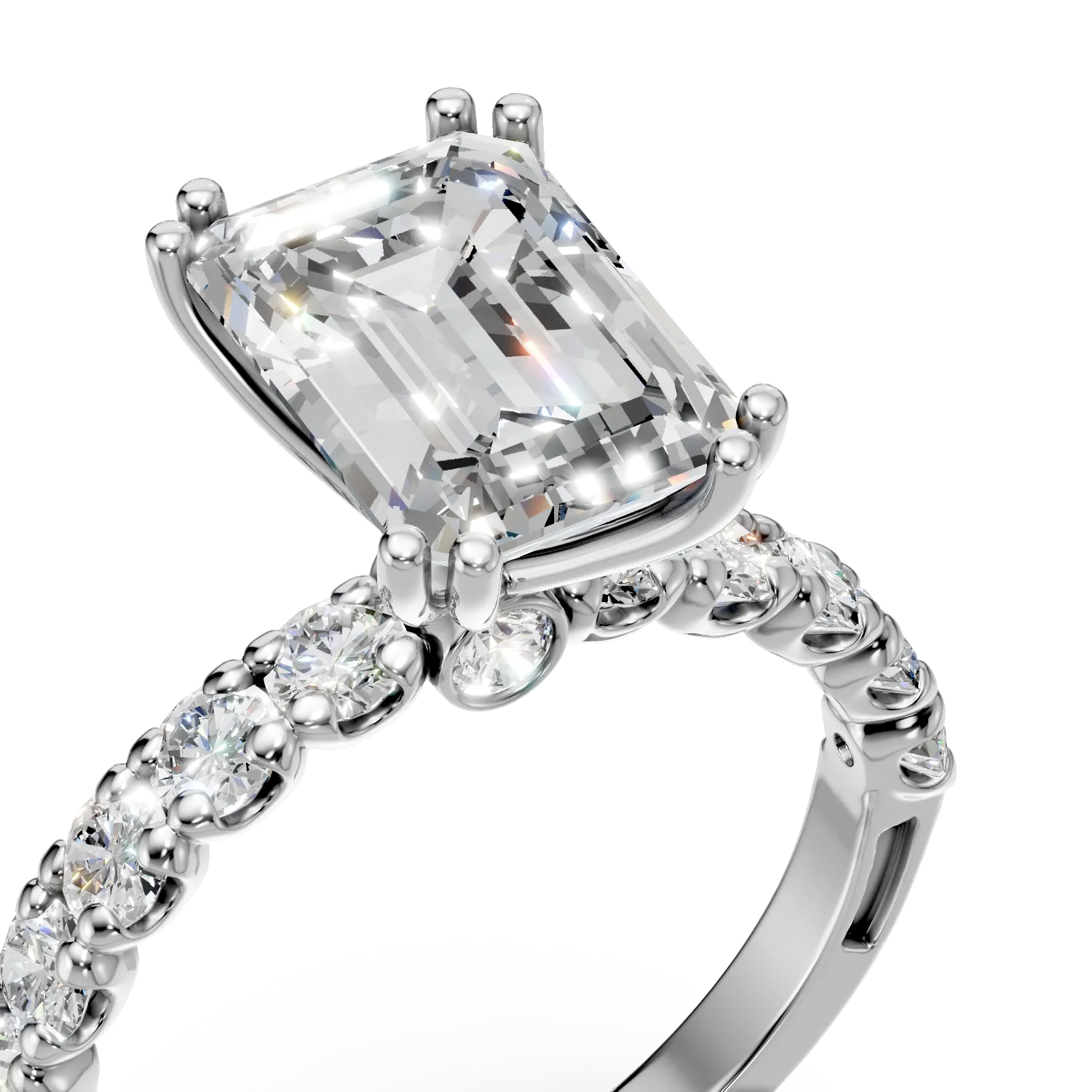 Inel din aur alb cu diamante de 3.7ct create in laborator
