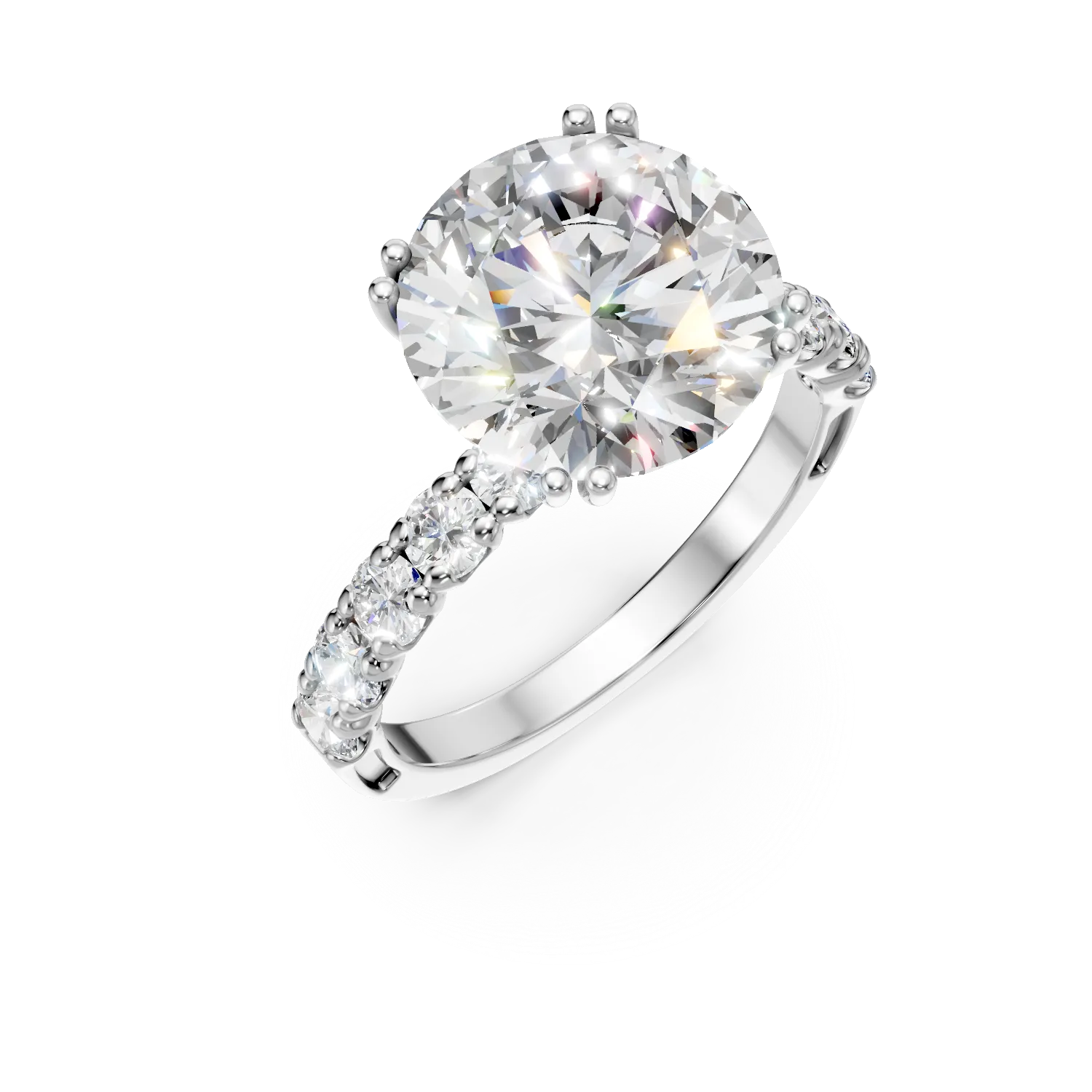 Inel din aur alb cu diamante de 3.7ct create in laborator