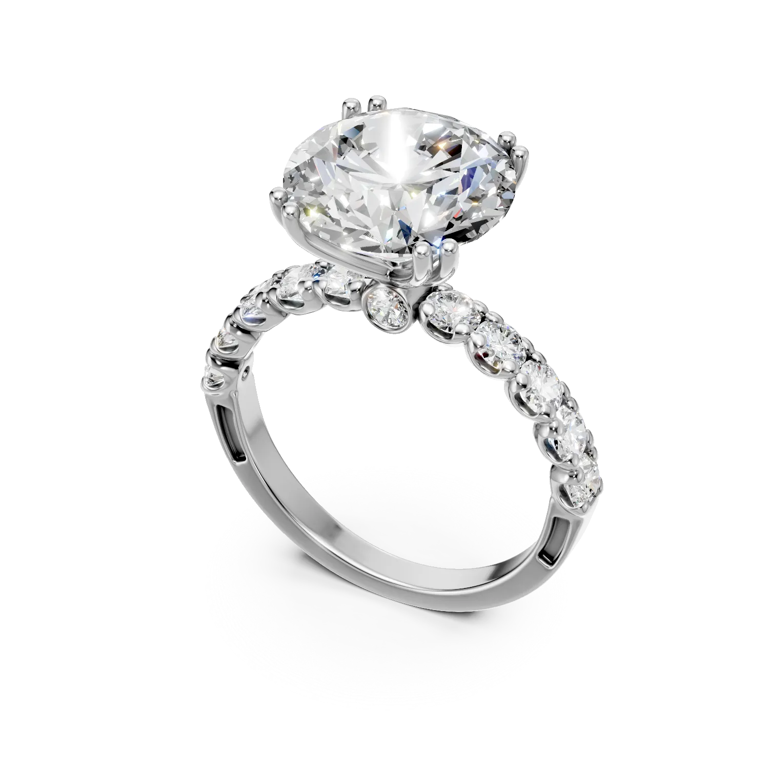 Inel din aur alb cu diamante de 3.7ct create in laborator