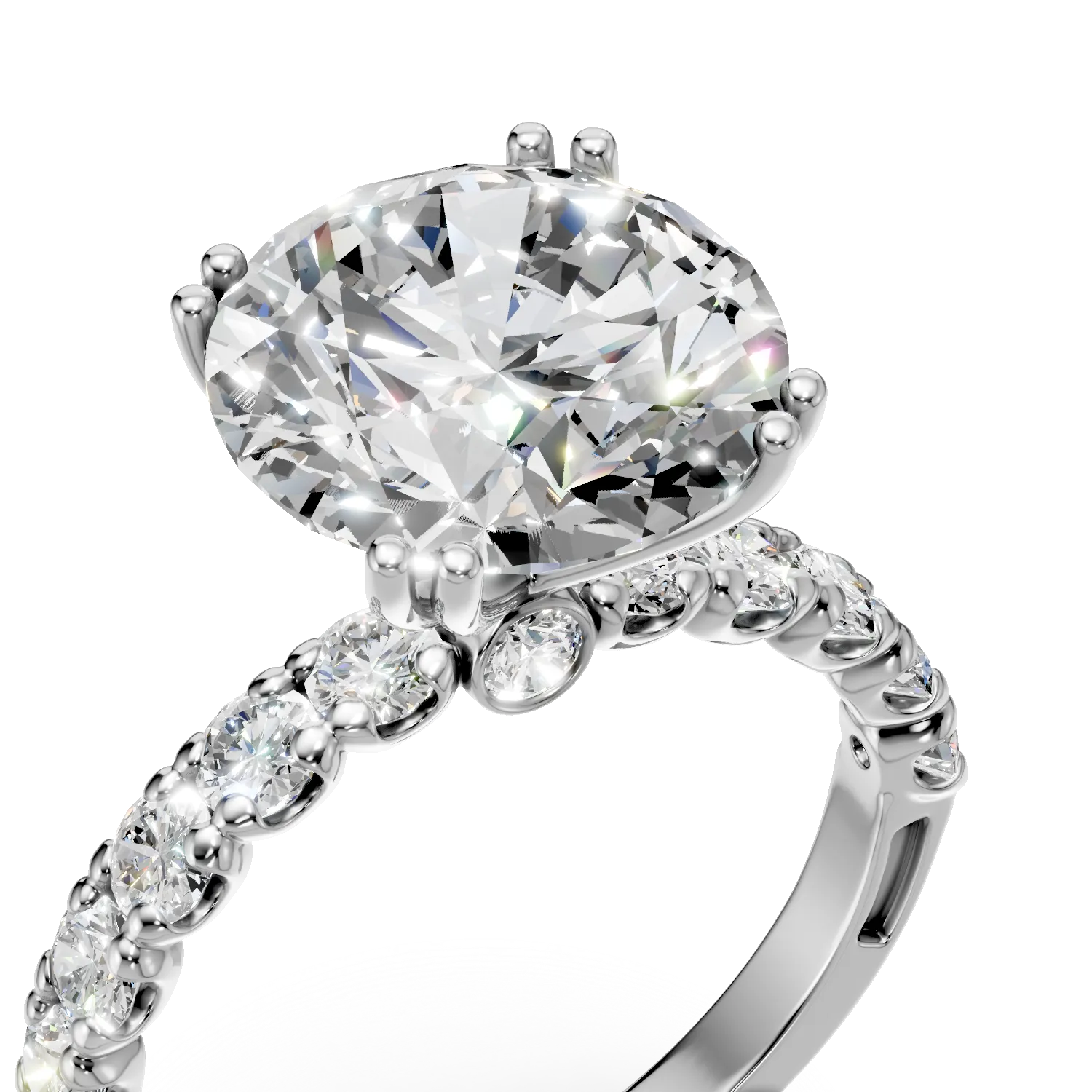 Inel din aur alb cu diamante de 3.7ct create in laborator
