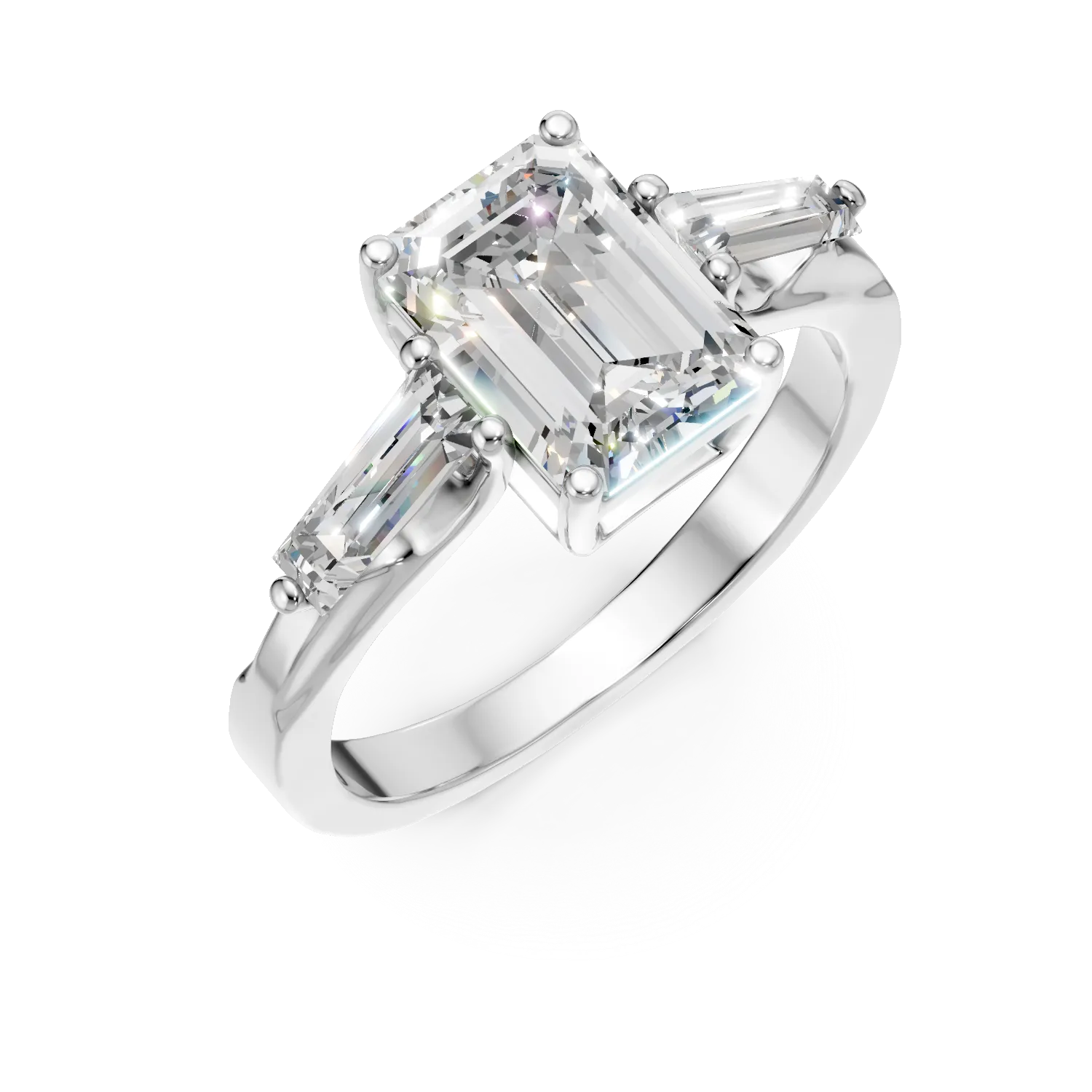 Inel din aur alb cu diamante de 2.5ct create in laborator