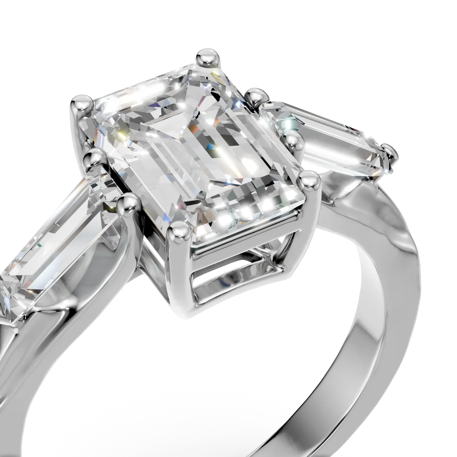 Inel din aur alb cu diamante de 2.5ct create in laborator