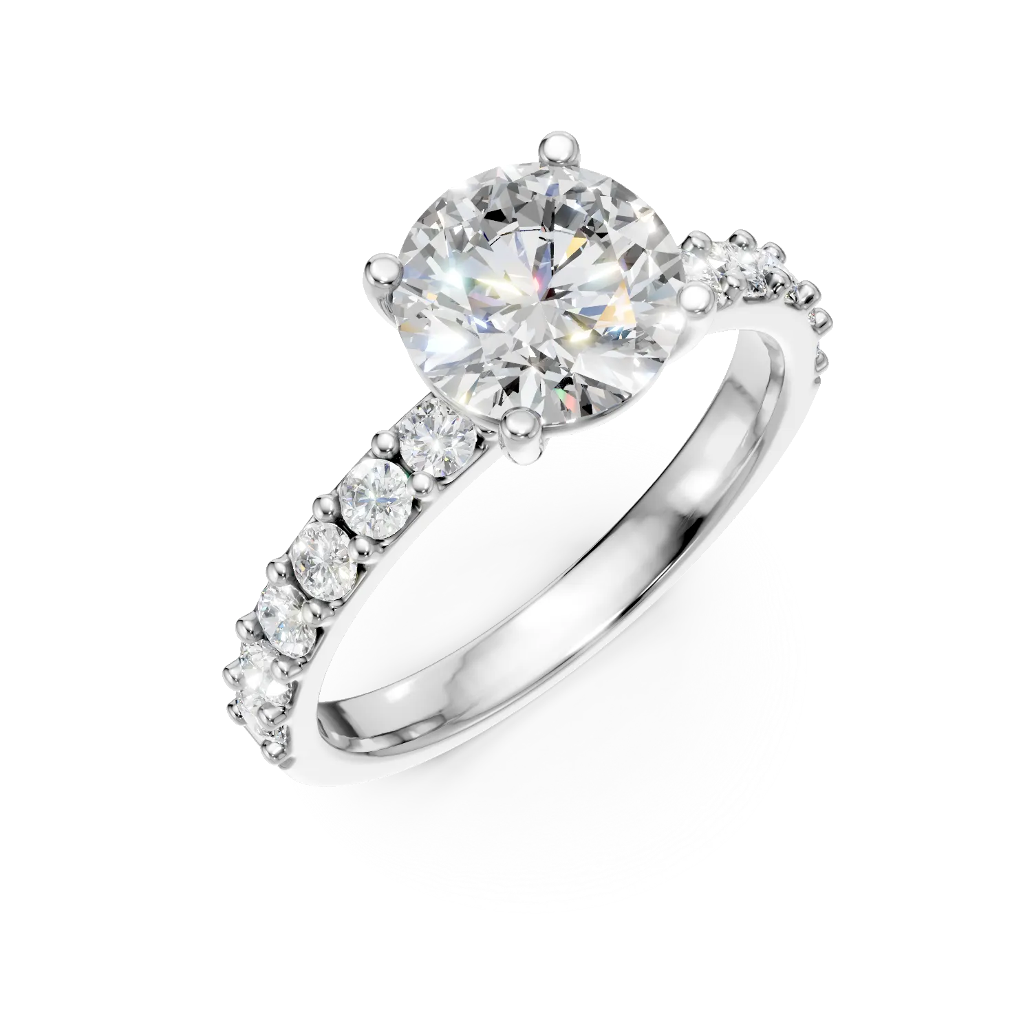 Inel din aur alb cu diamante de 1.5ct create in laborator