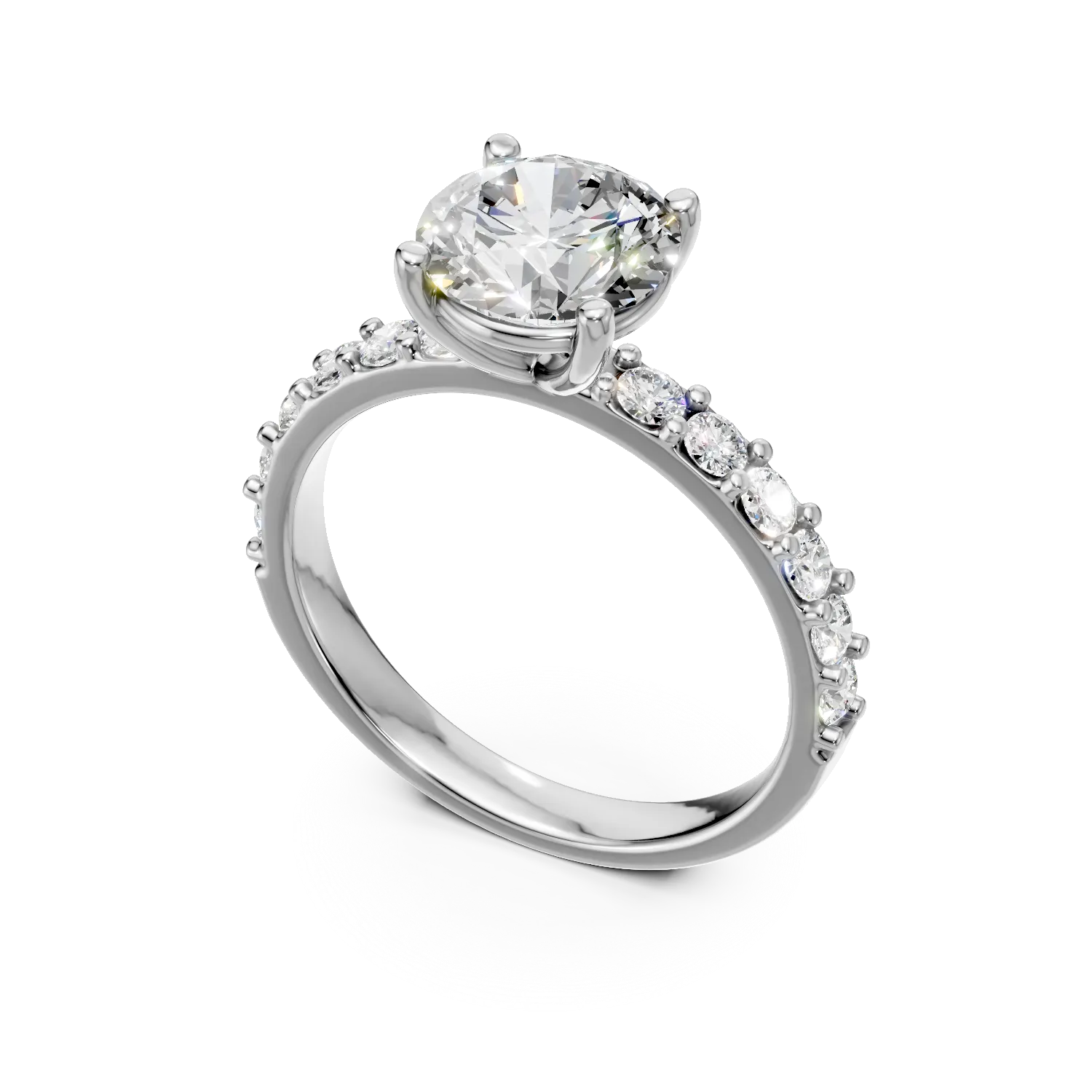 Inel din aur alb cu diamante de 1.5ct create in laborator