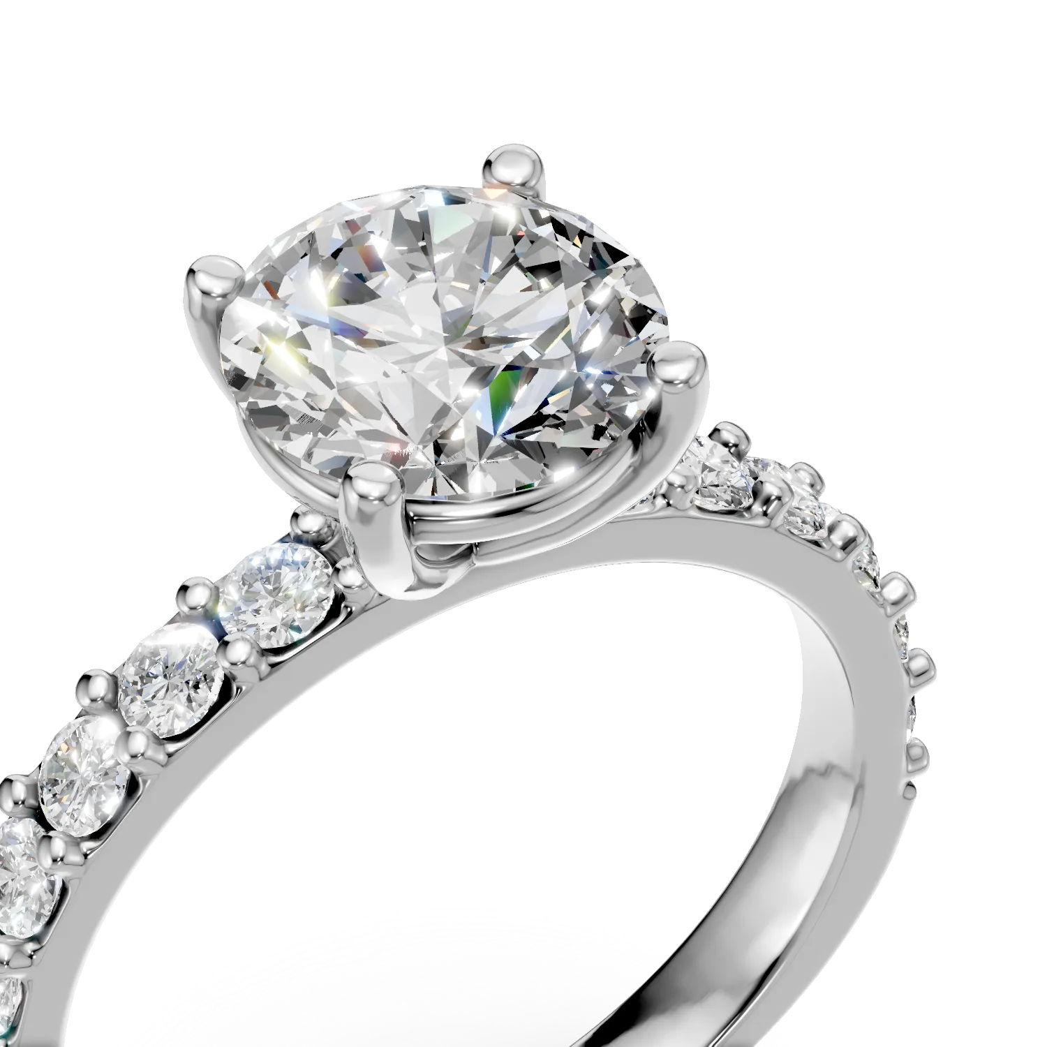 Inel din aur alb cu diamante de 1.5ct create in laborator