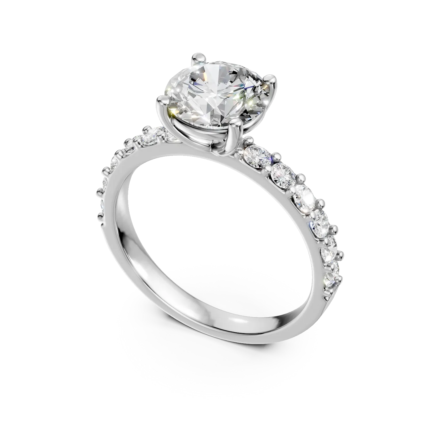 Inel din aur alb cu diamante de 2ct create in laborator