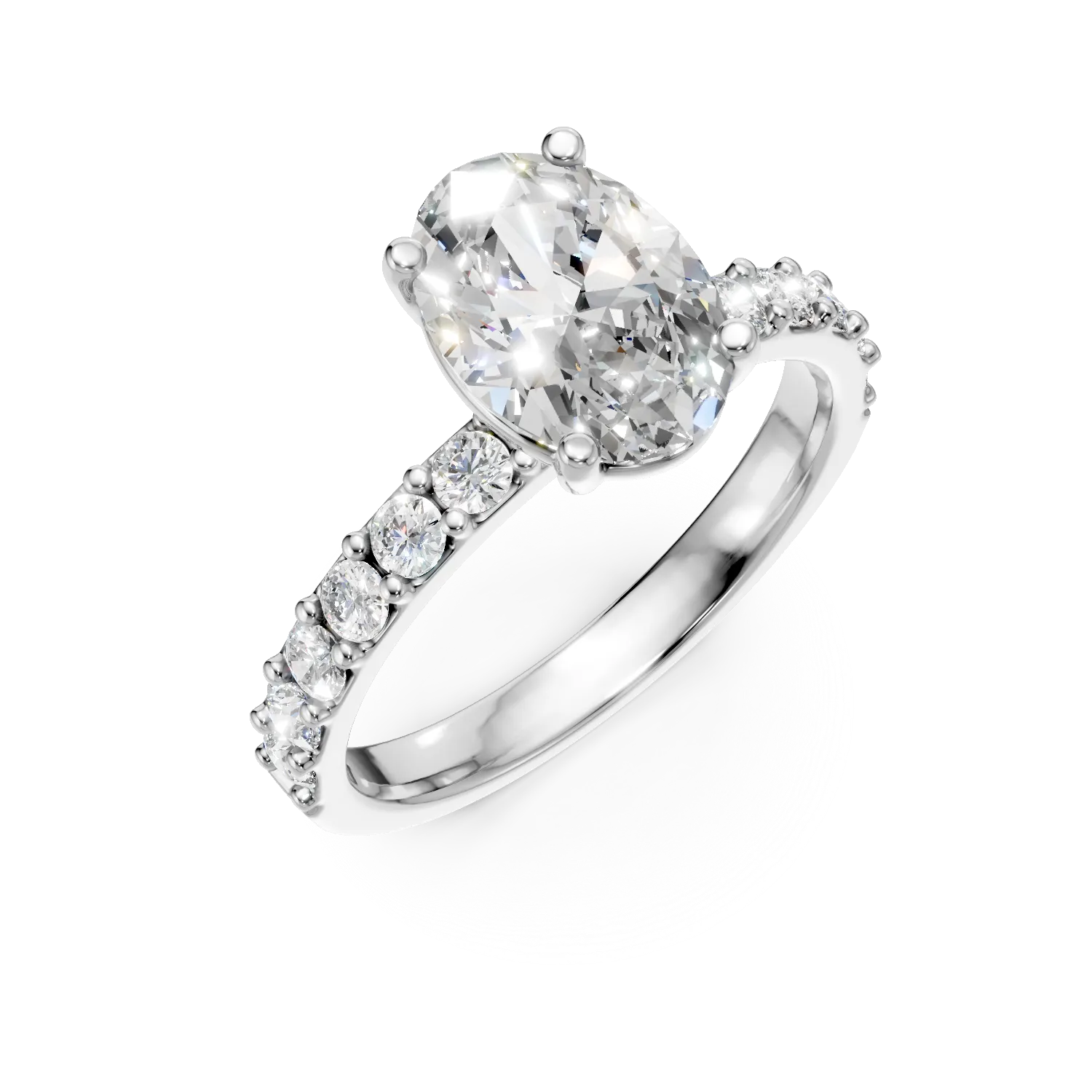 Inel din aur alb cu diamante de 1.5ct create in laborator