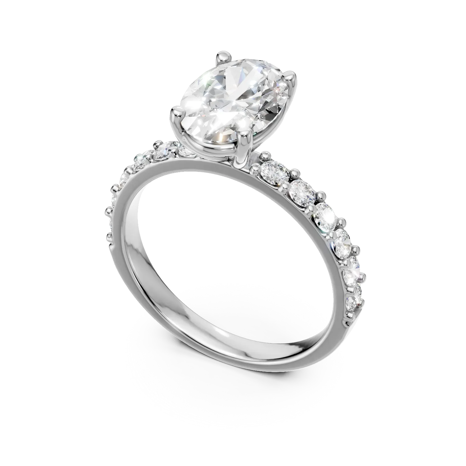 Inel din aur alb cu diamante de 1.5ct create in laborator