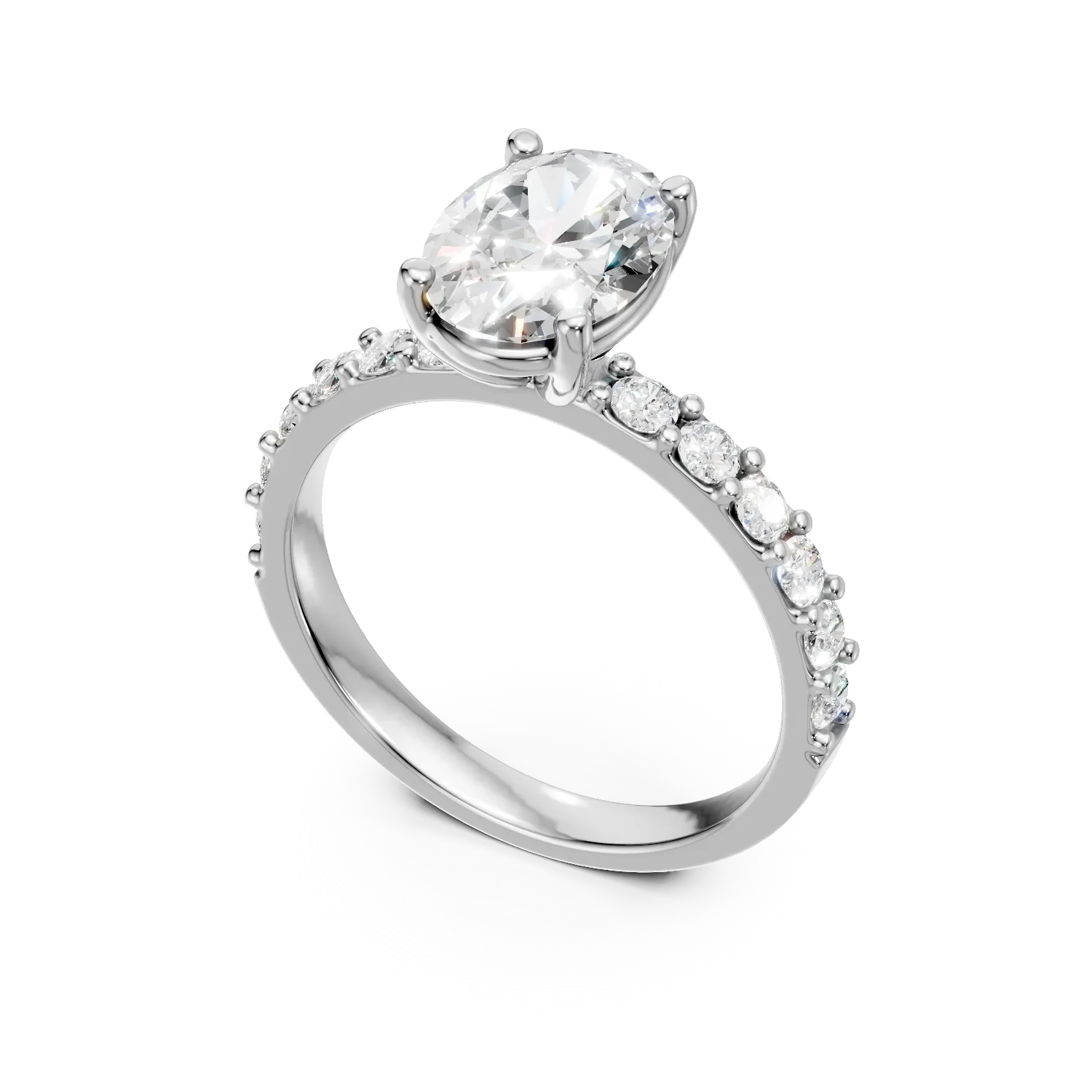 Inel din aur alb cu diamante de 2.1ct create in laborator