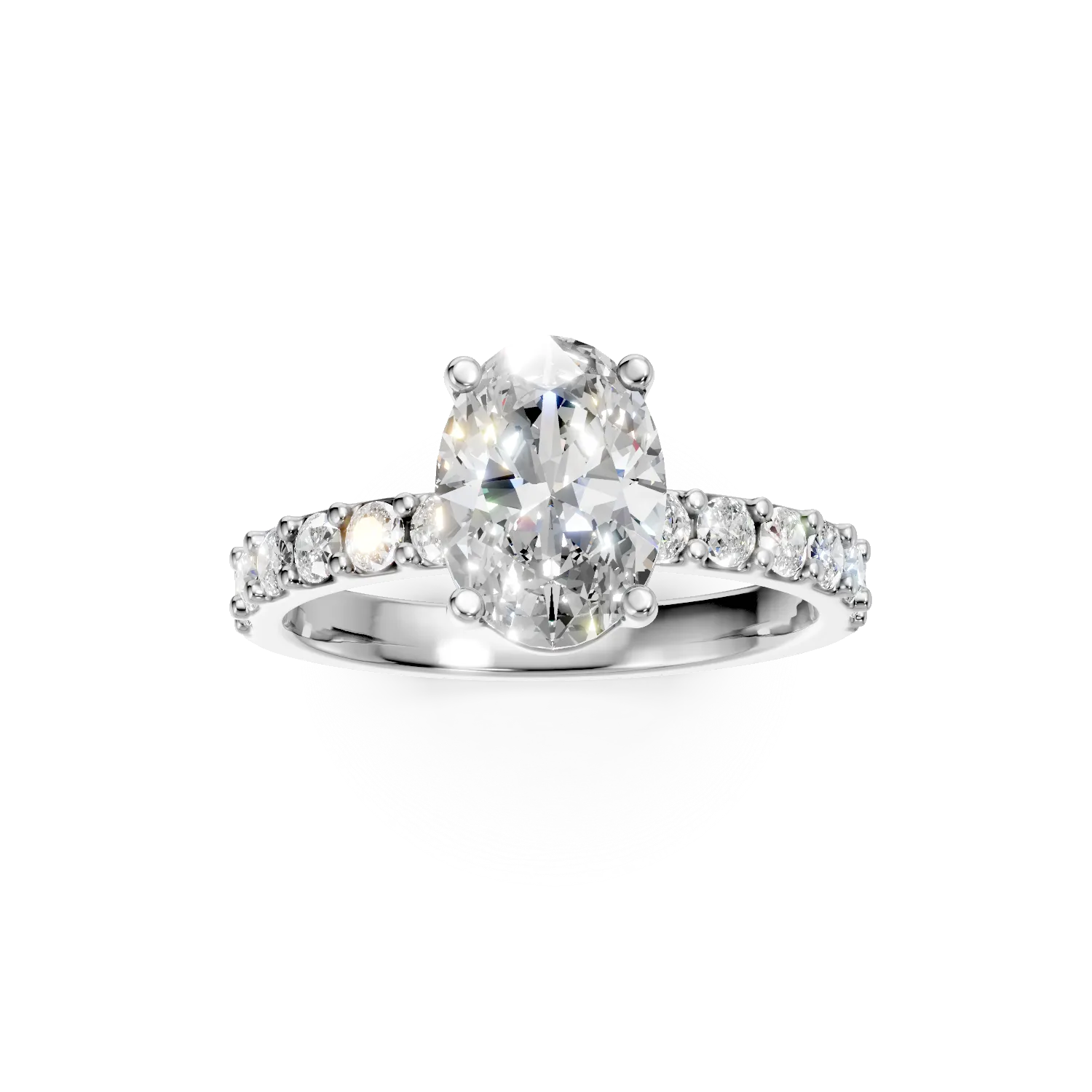 Inel din aur alb cu diamante de 2.1ct create in laborator