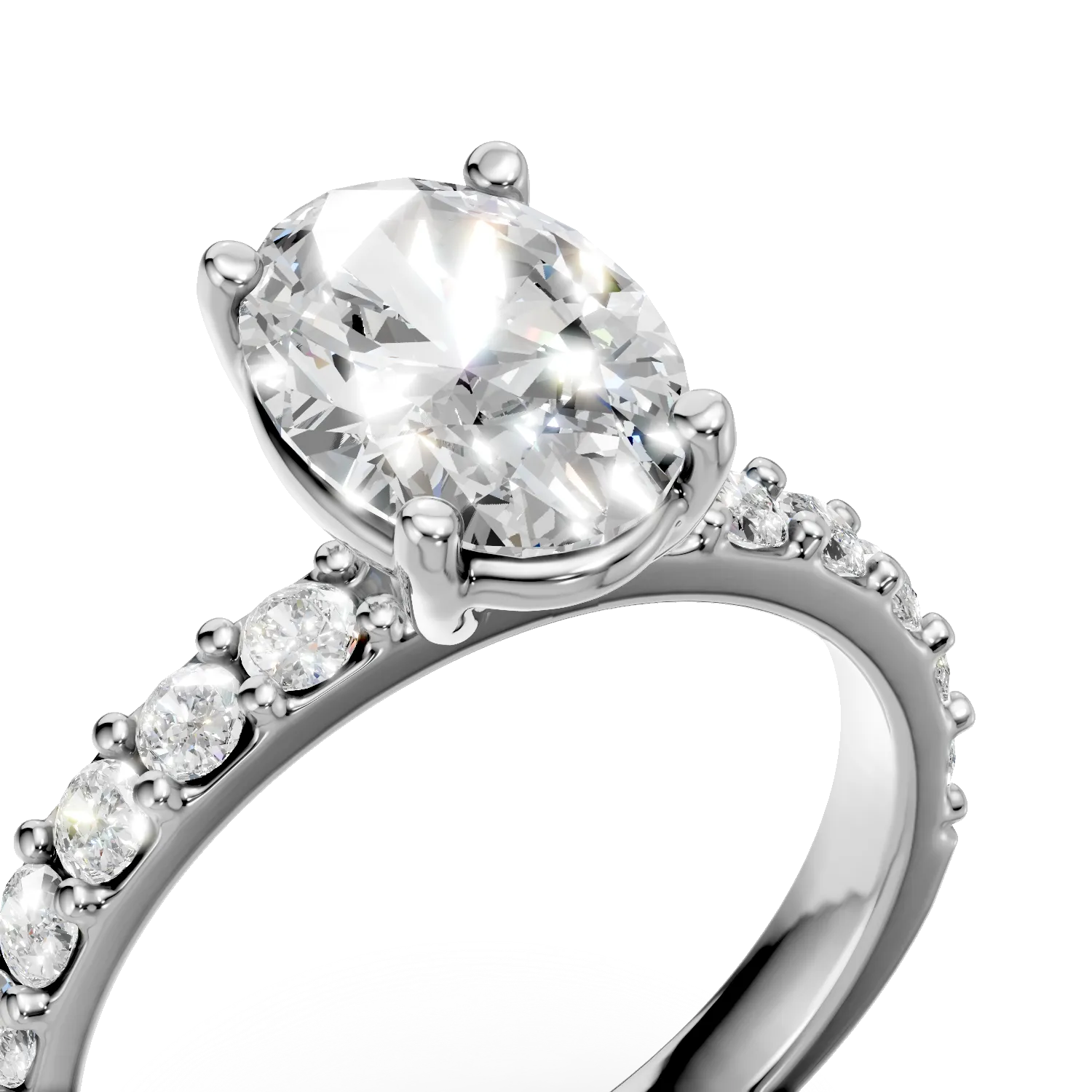 Inel din aur alb cu diamante de 2.1ct create in laborator