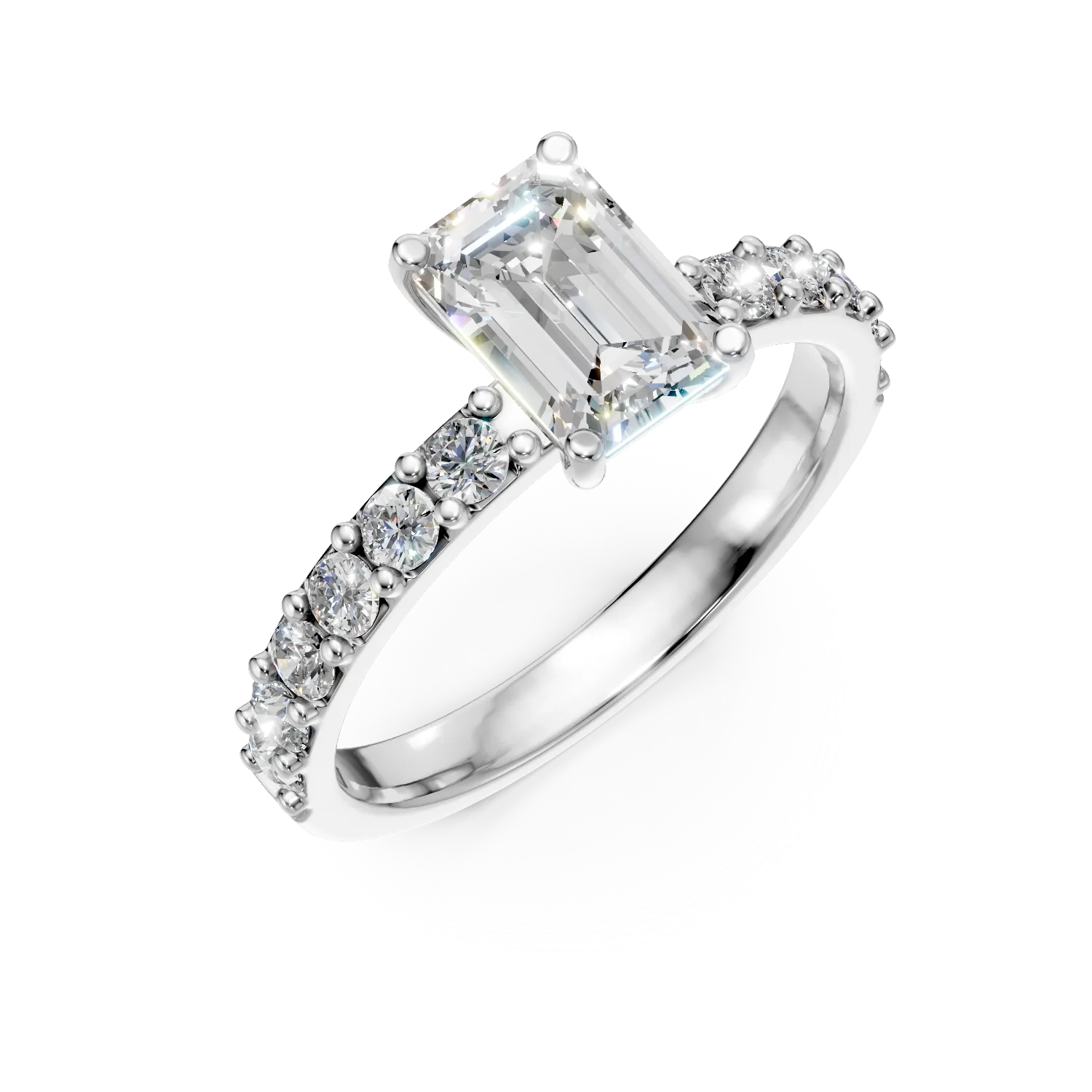 Inel din aur alb cu diamante de 1.6ct create in laborator