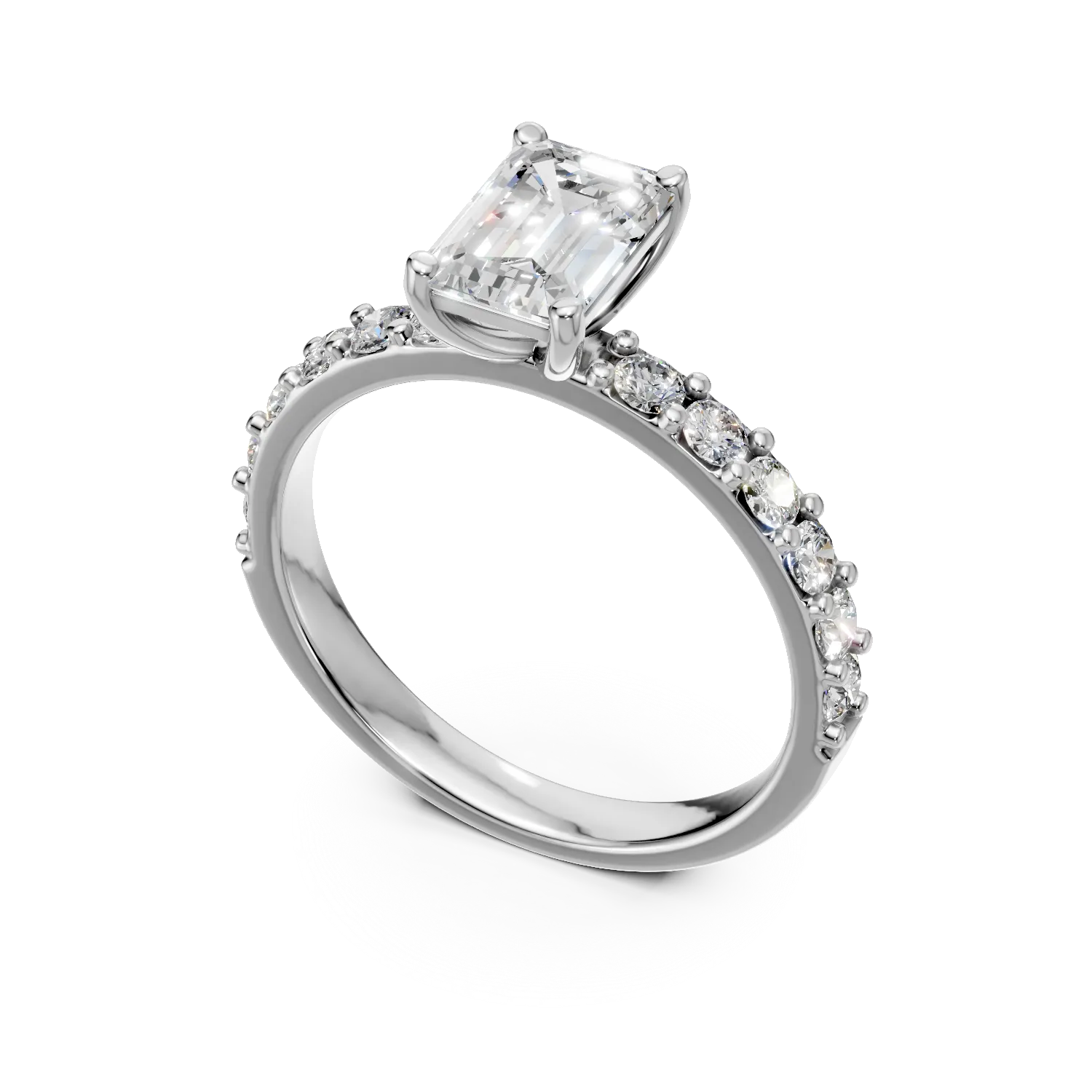 Inel din aur alb cu diamante de 1.6ct create in laborator