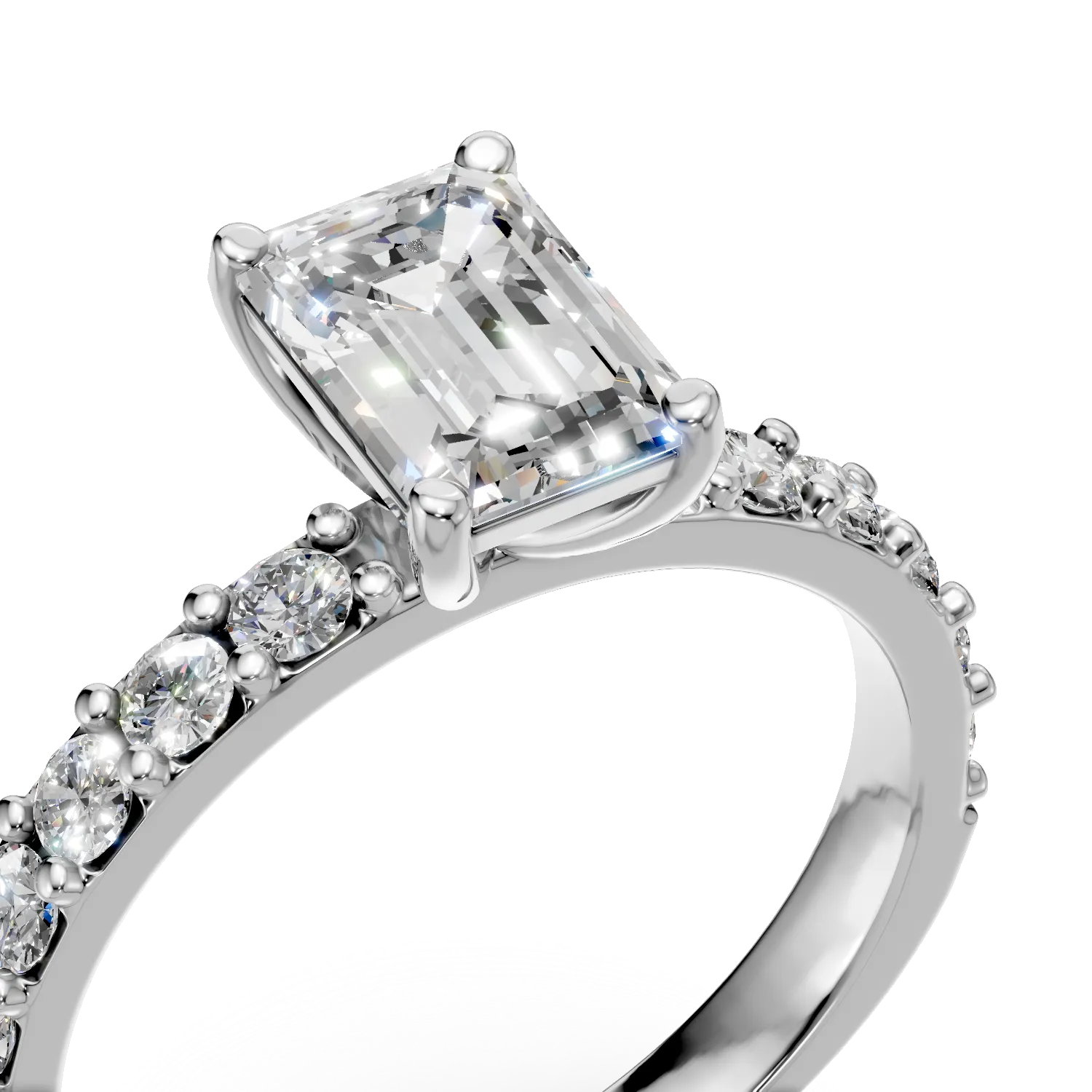 Inel din aur alb cu diamante de 1.6ct create in laborator