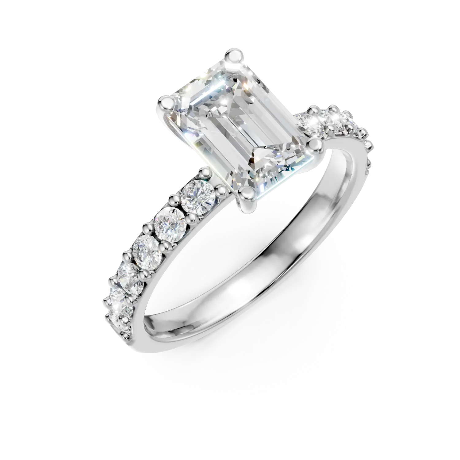 Inel din aur alb cu diamante de 2ct create in laborator