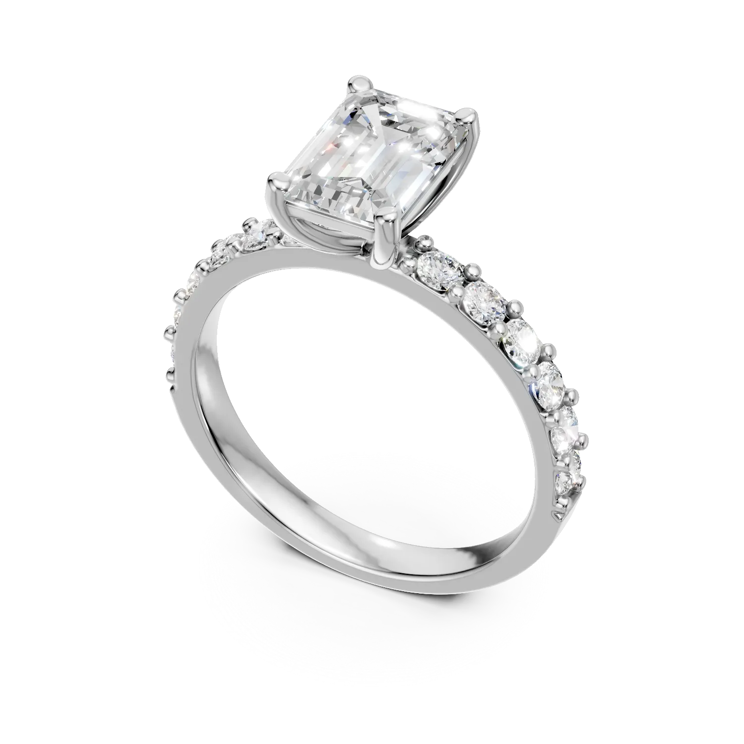 Inel din aur alb cu diamante de 2ct create in laborator