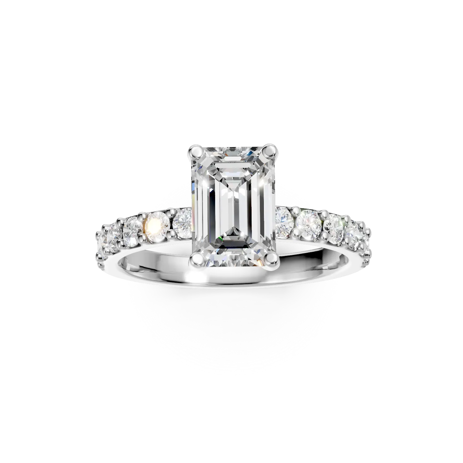 Inel din aur alb cu diamante de 2ct create in laborator