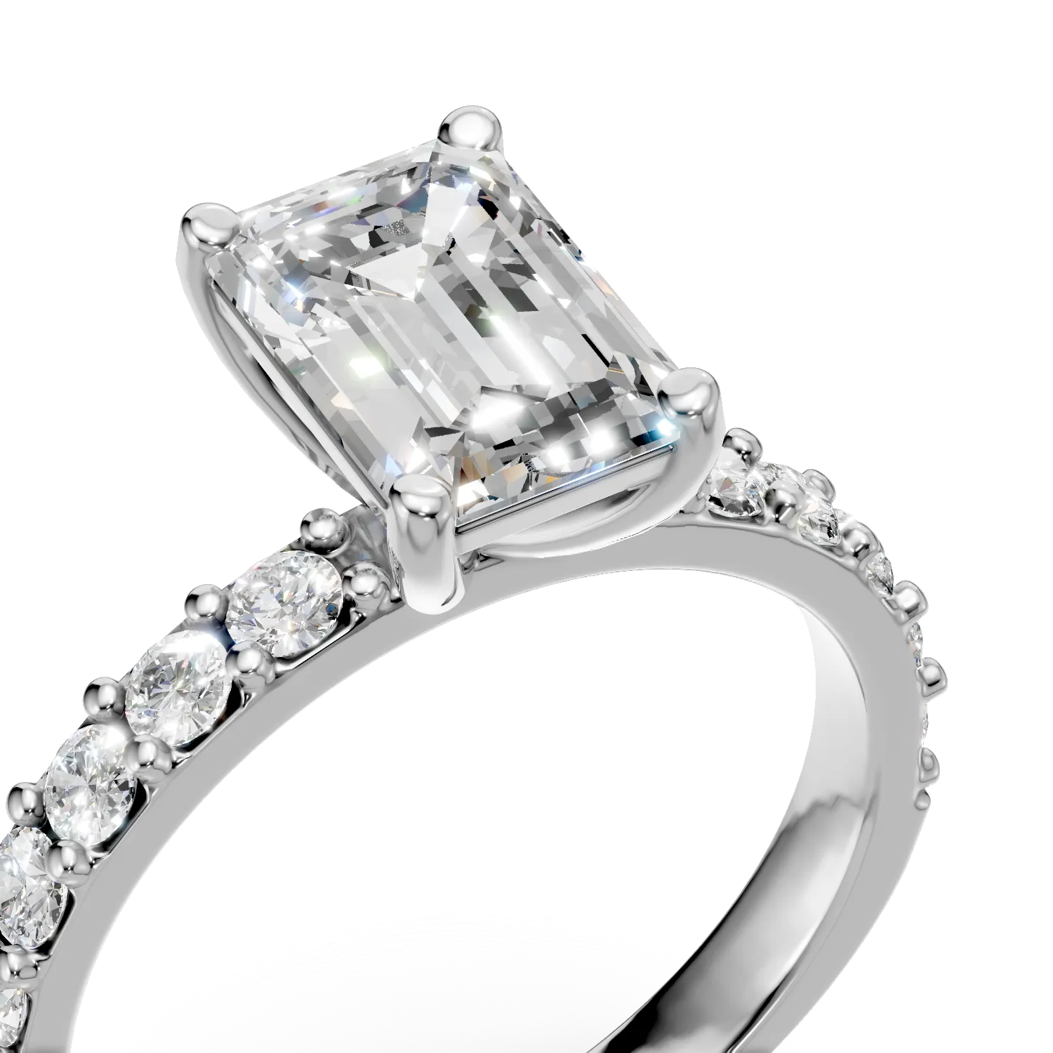 Inel din aur alb cu diamante de 2ct create in laborator