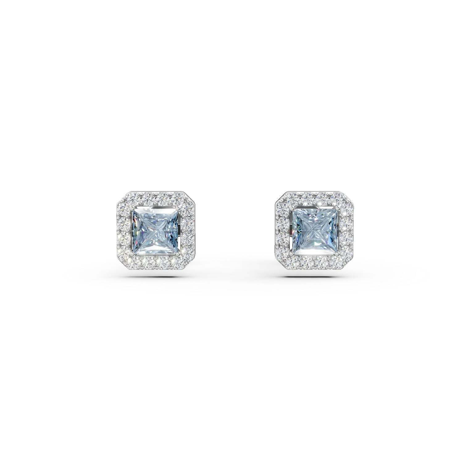 Cercei din argint cu zirconii albastre si transparente