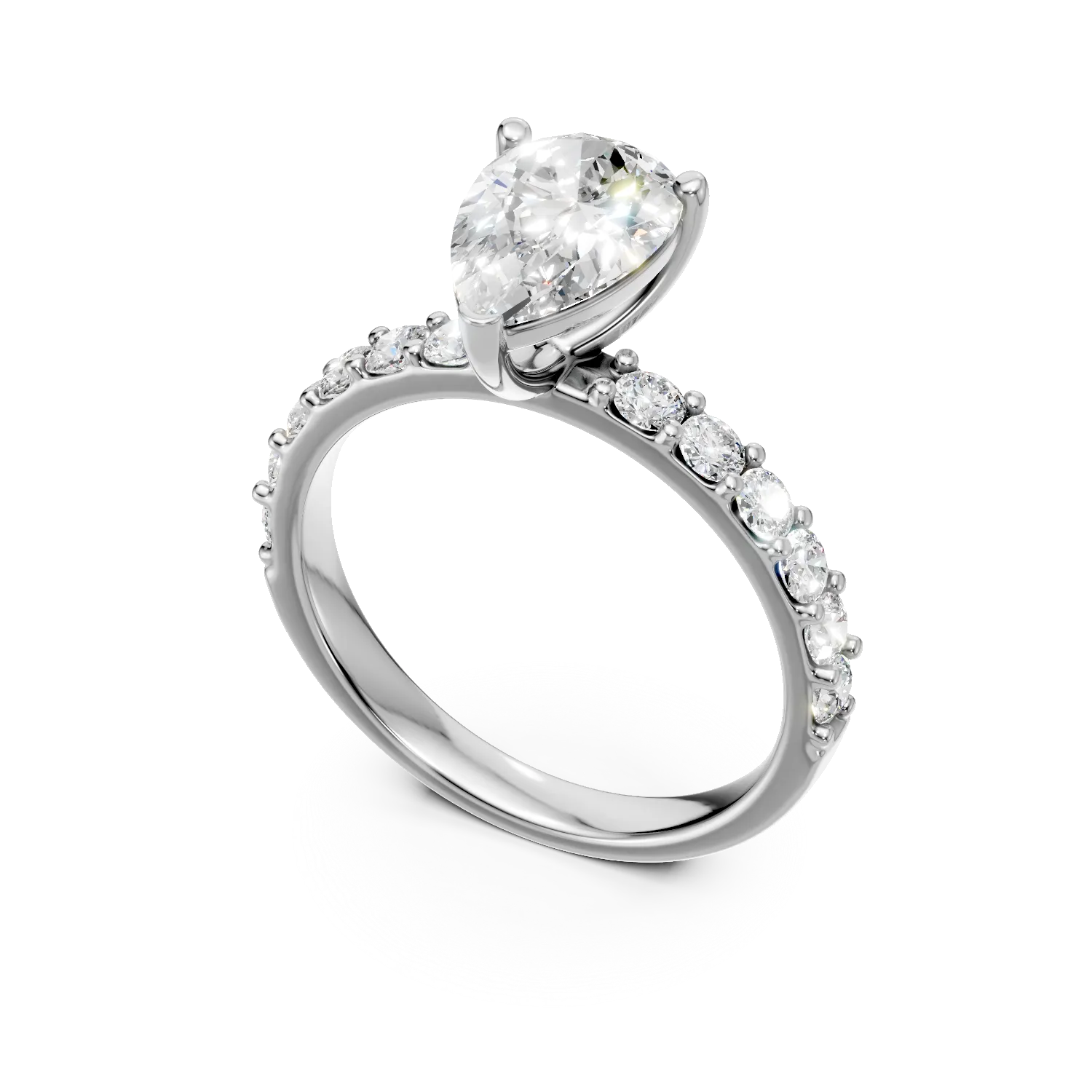 Inel din aur alb cu diamante de 1.5ct create in laborator