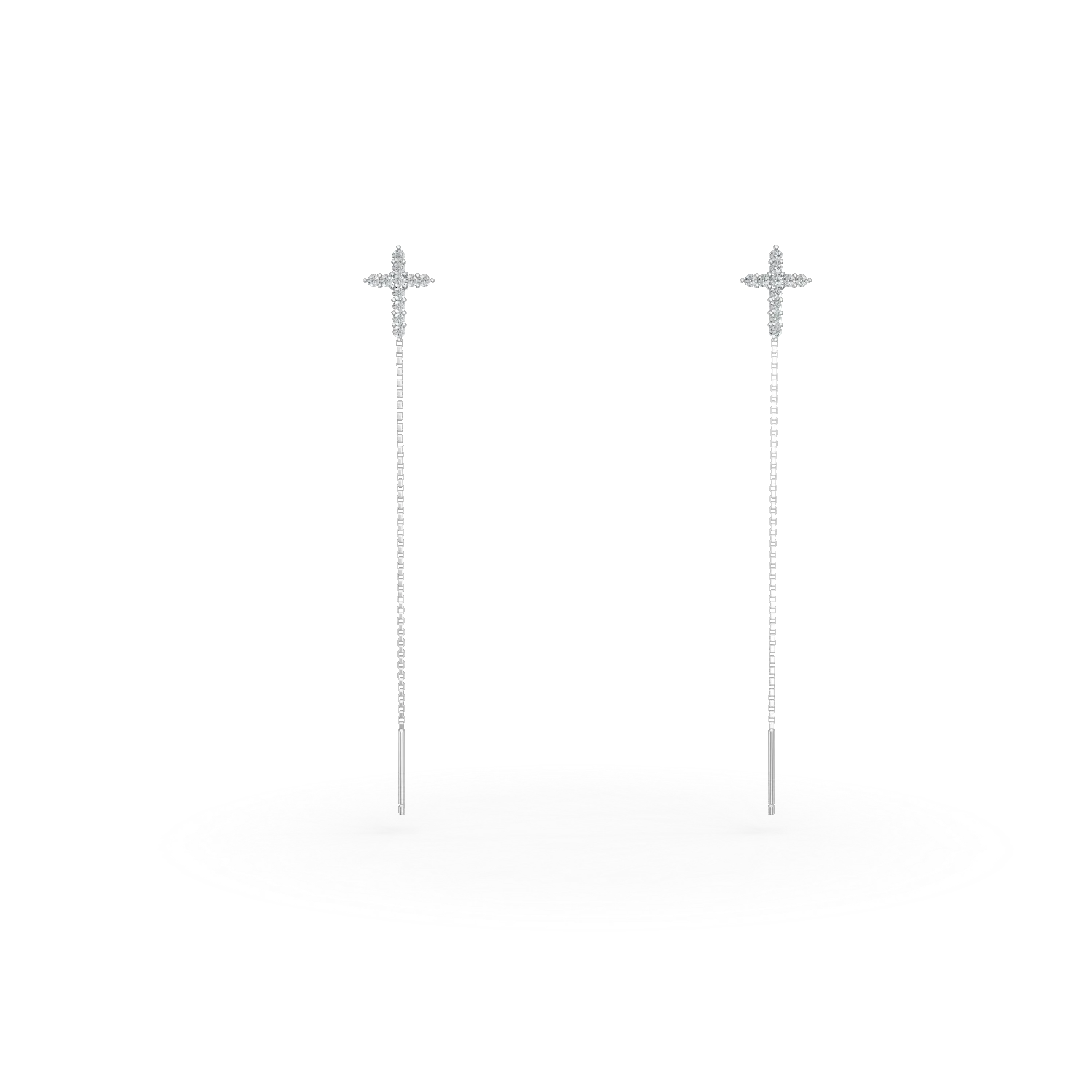 Cercei lungi cu cruciulite din argint si zirconii