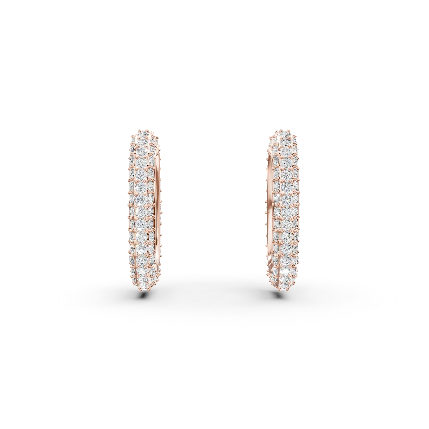 Cercei creole din argint roz cu zirconii