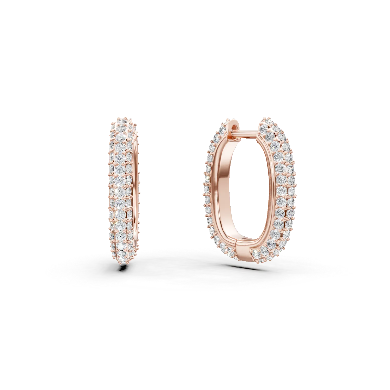 Cercei creole din argint roz cu zirconii