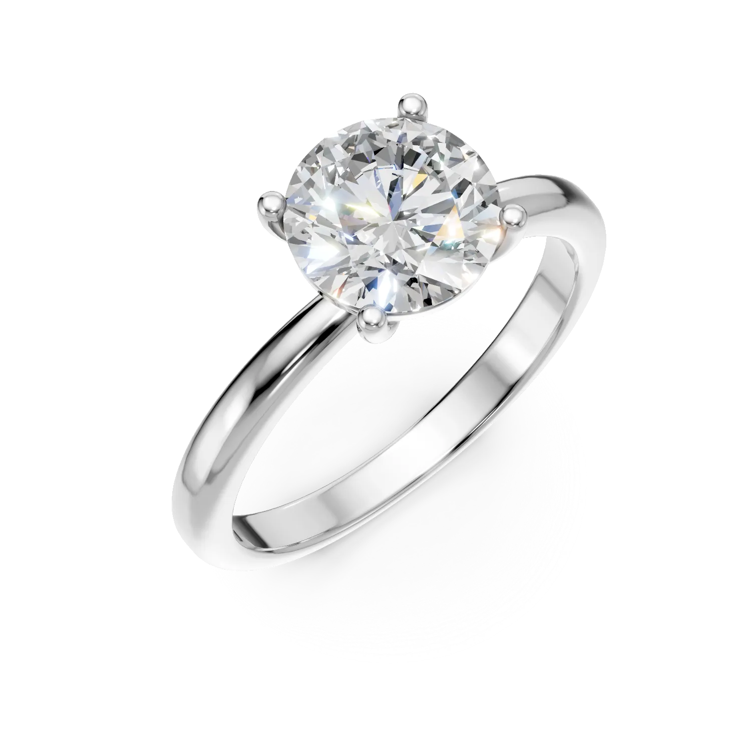 Inel din aur alb cu diamant solitaire de 0.3ct creat in laborator
