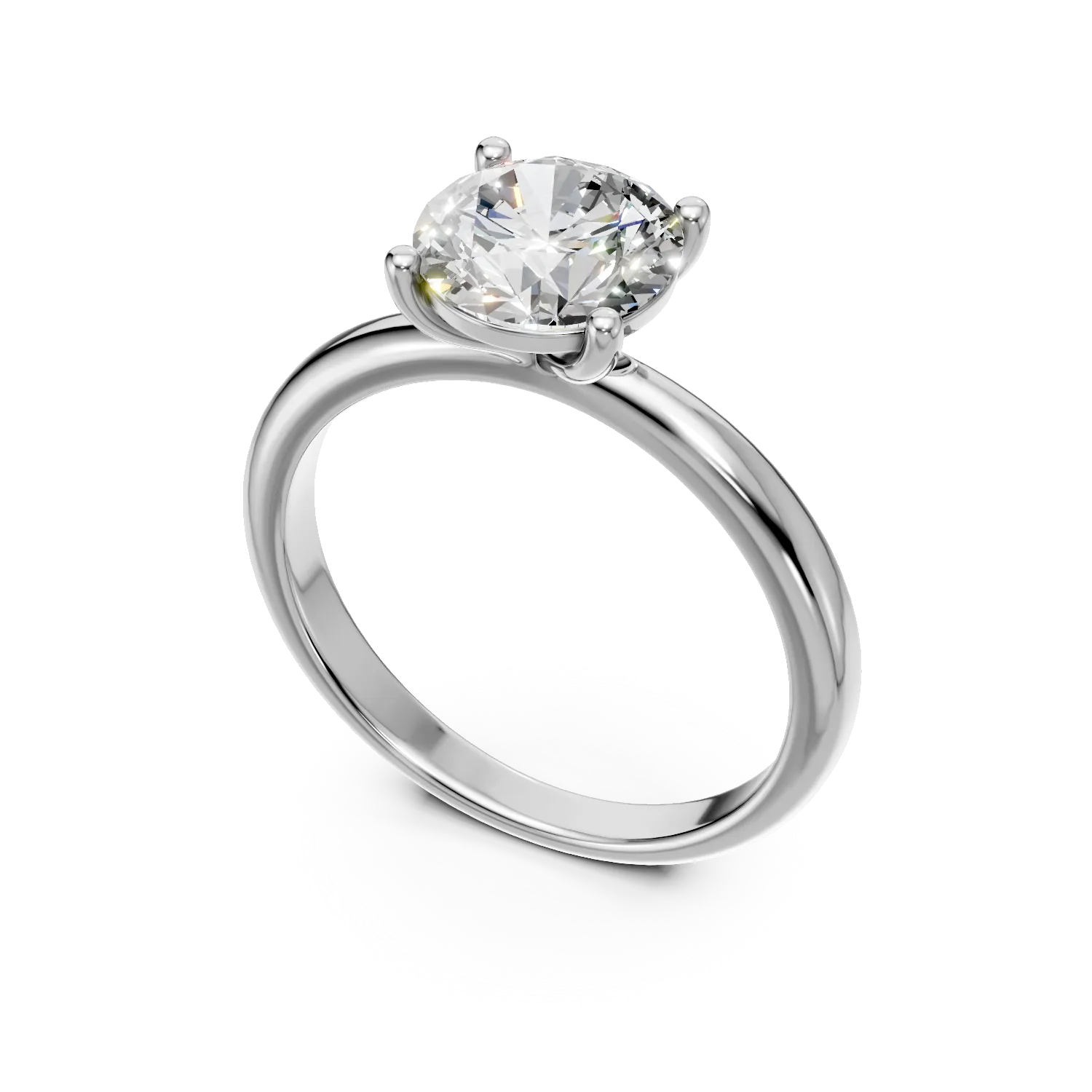 Inel din aur alb cu diamant solitaire de 1ct creat in laborator