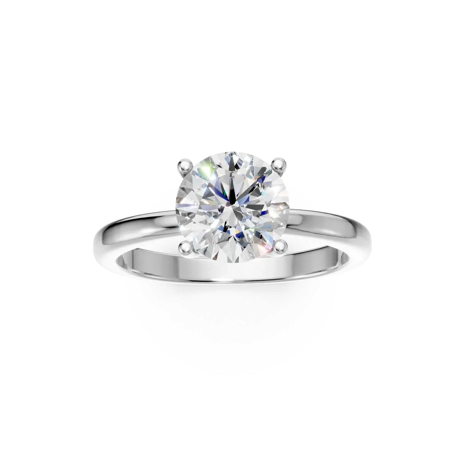Inel din aur alb cu diamant solitaire de 1ct creat in laborator