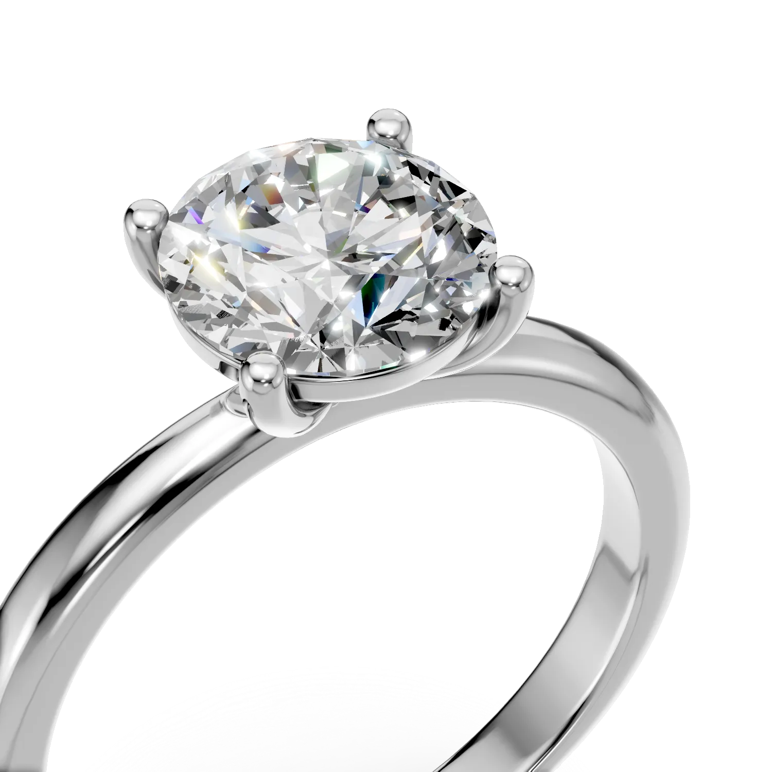 Inel din aur alb cu diamant solitaire de 1ct creat in laborator