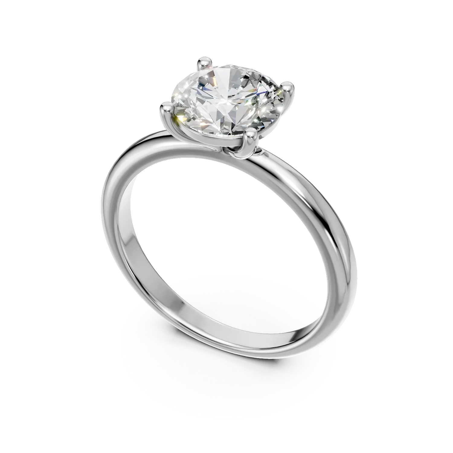Inel din aur alb cu diamant solitaire de 1.5ct creat in laborator