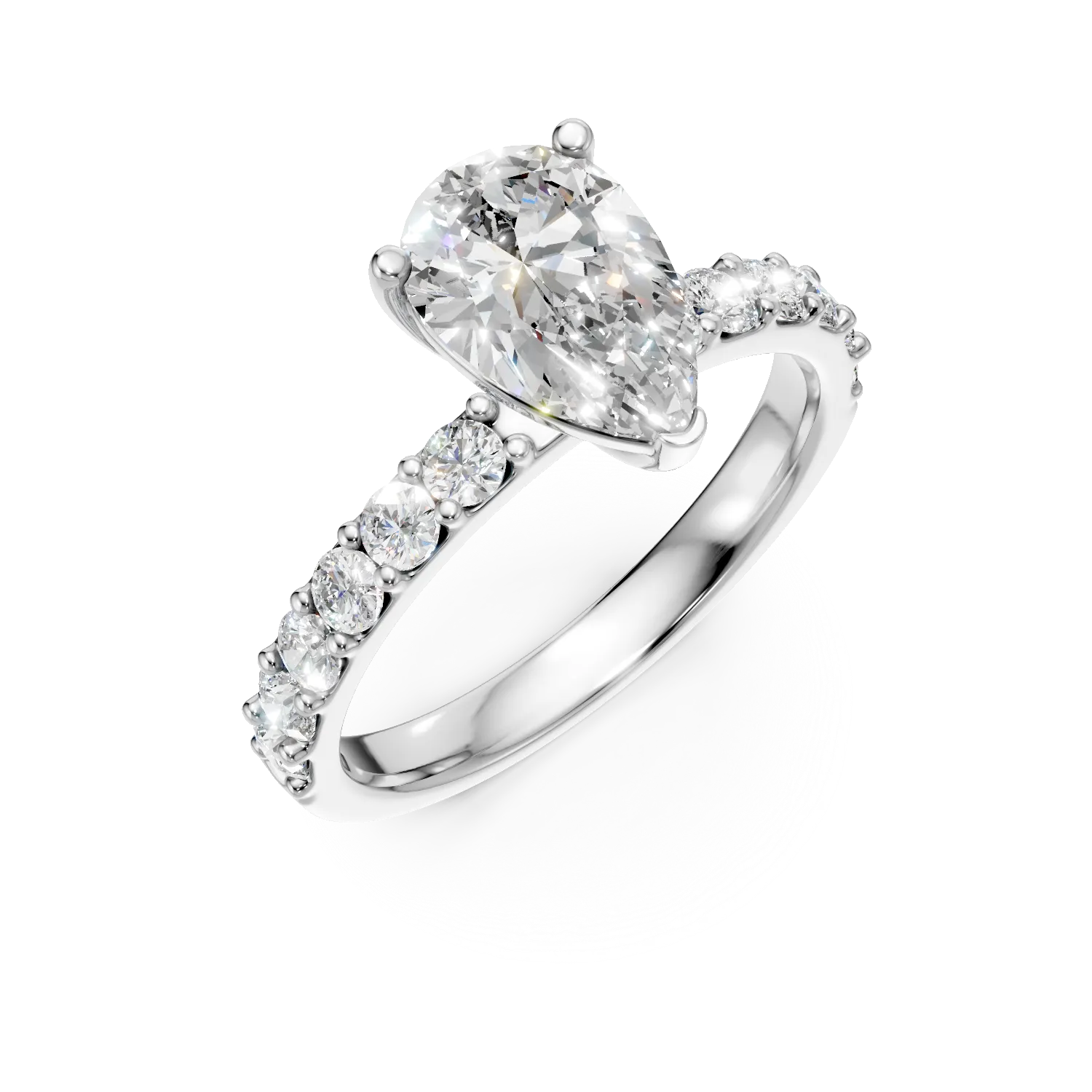 Inel din aur alb cu diamante de 1.2ct create in laborator