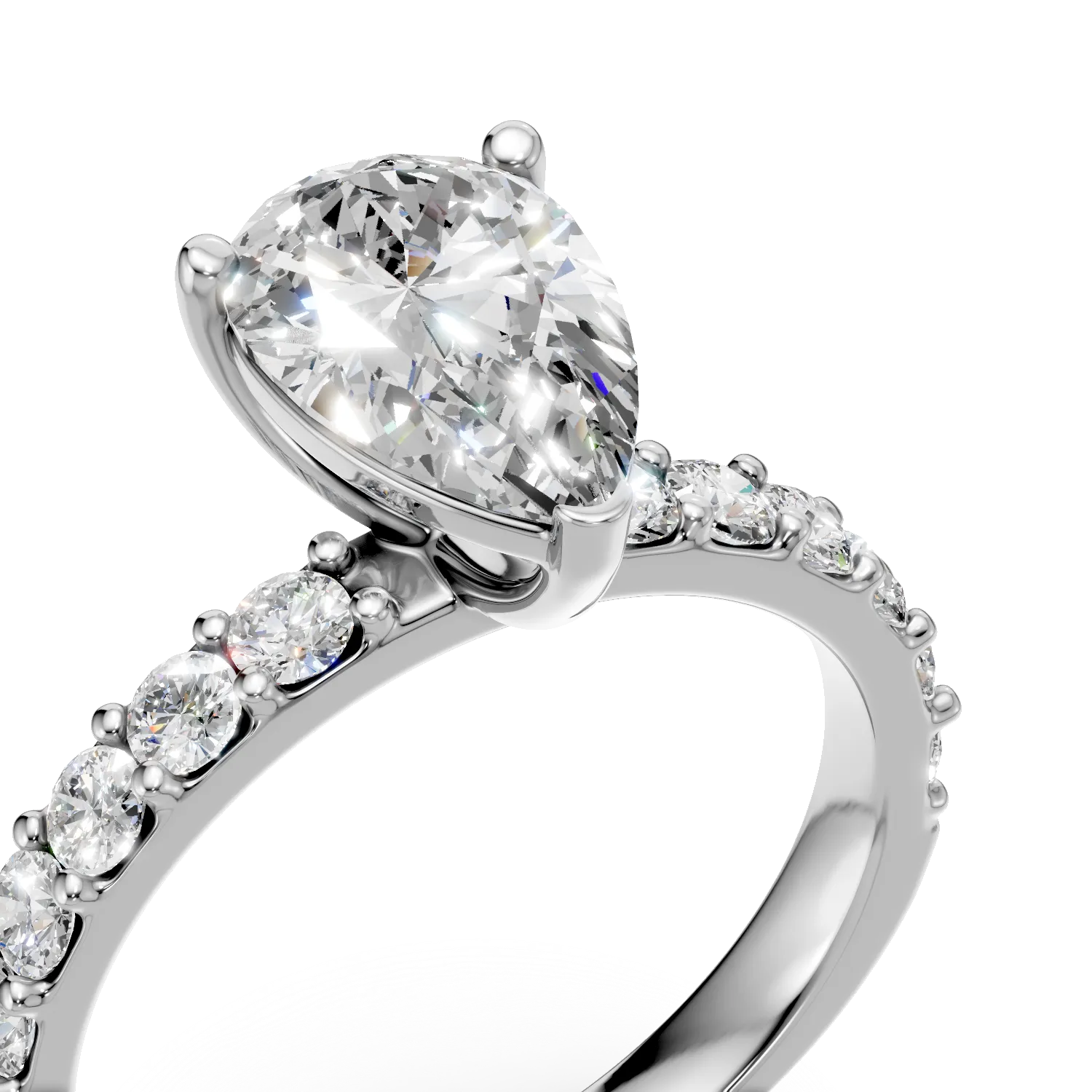 Inel din aur alb cu diamante de 1.2ct create in laborator