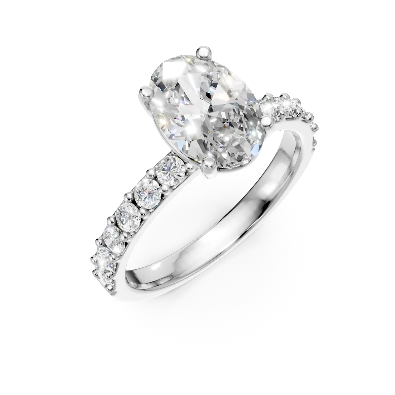 Inel din aur alb cu diamante de 1.2ct create in laborator